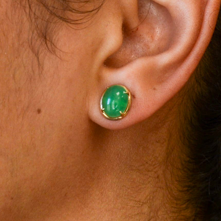 Dyed Green Quartzite Stud Earrings | 3.50ctw |
