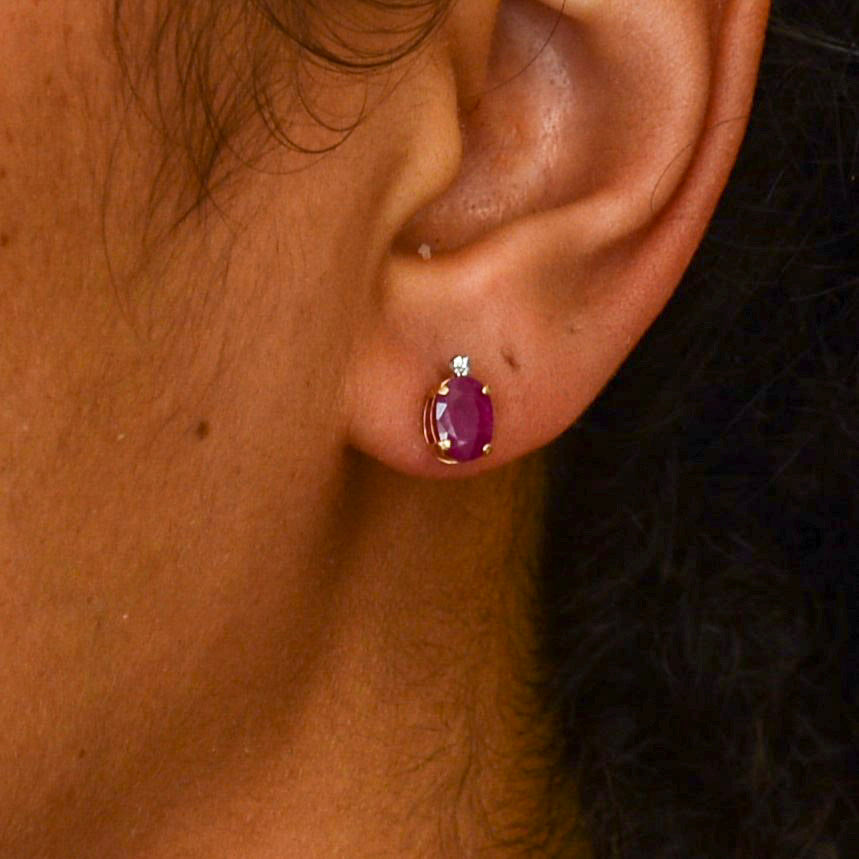Ruby & Diamond Stud Earrings | 1.50ctw |