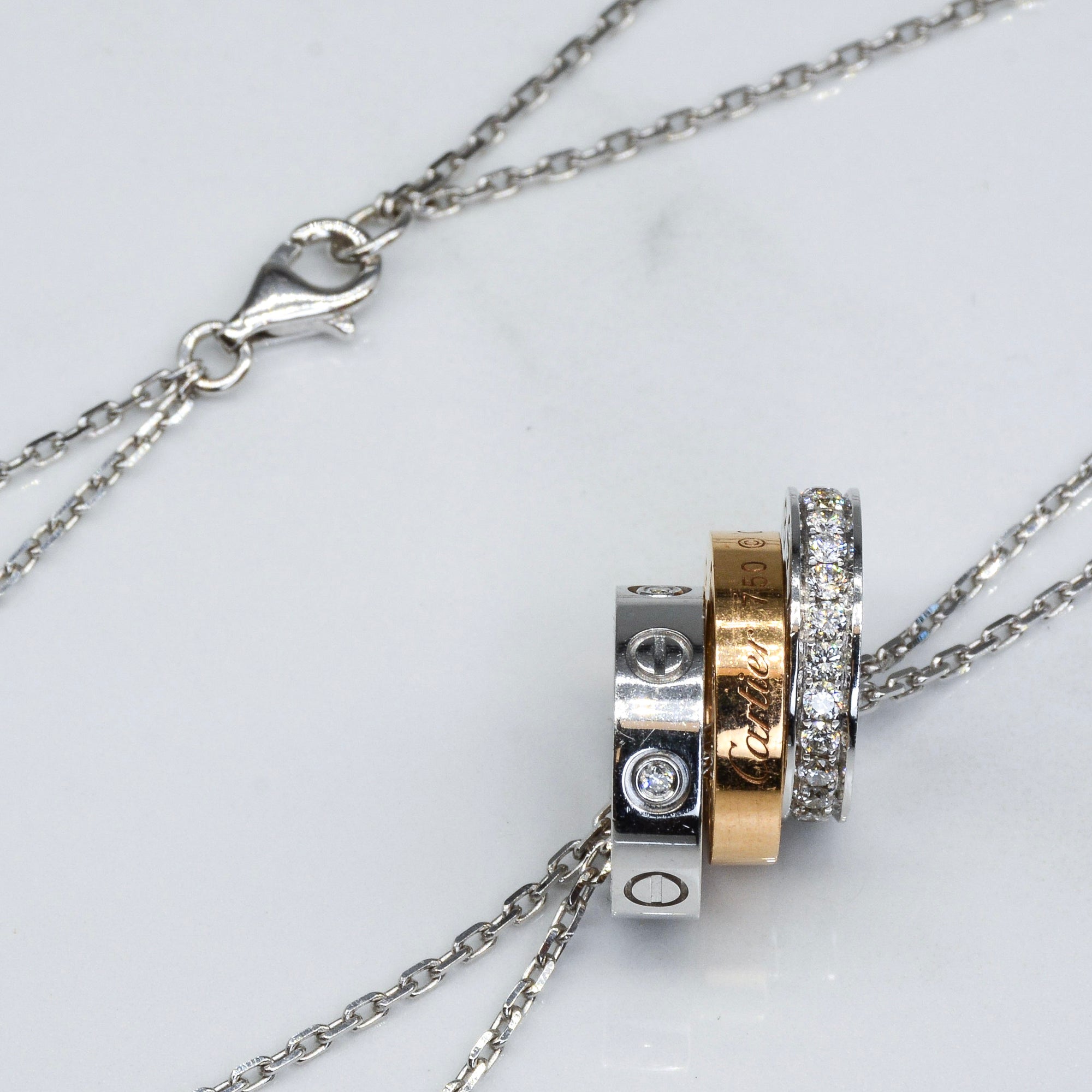 CARTIER Love Triple Disc Diamond Love Necklace | 18.5