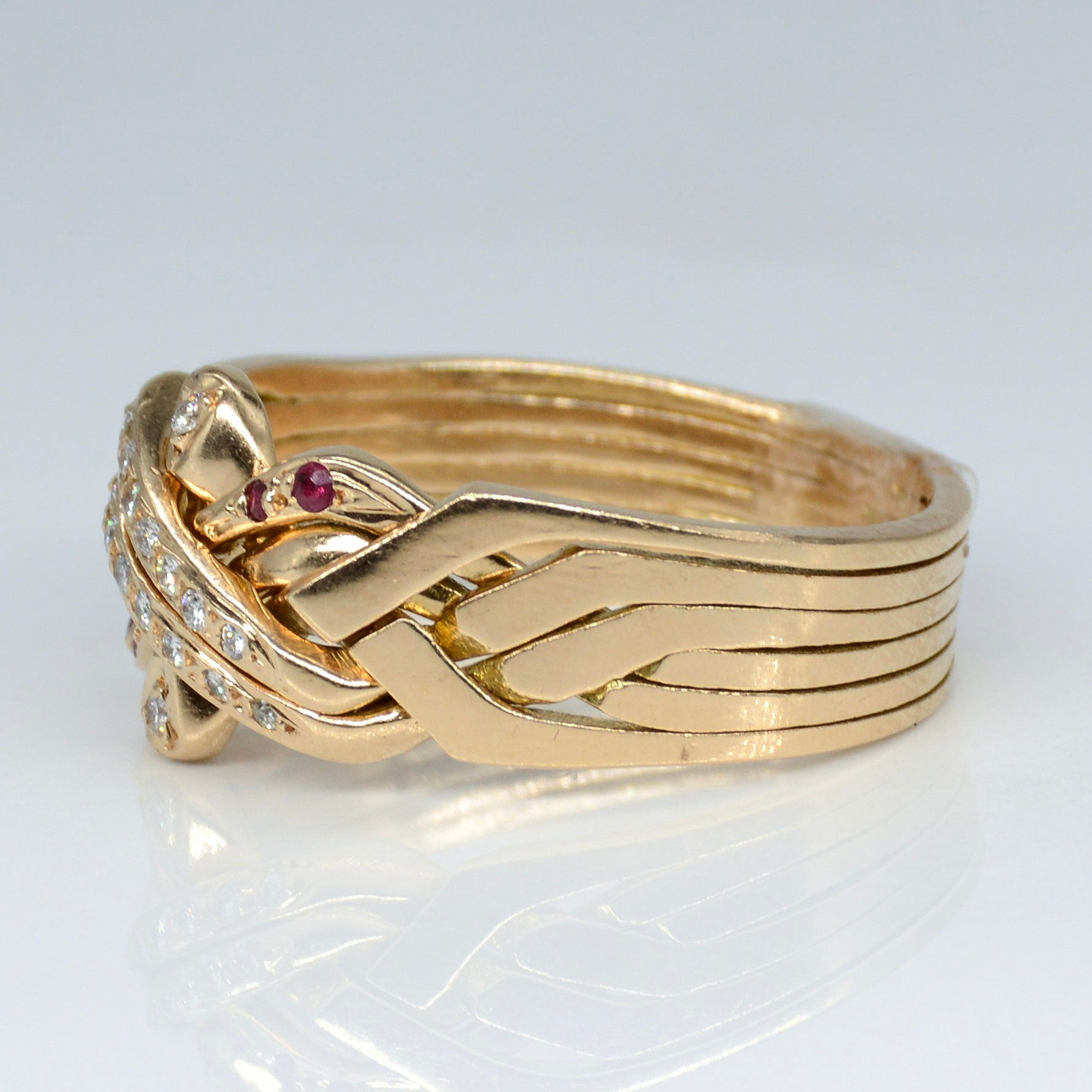 Diamond & Ruby Six Band Puzzle Ring | SZ 13.75 |