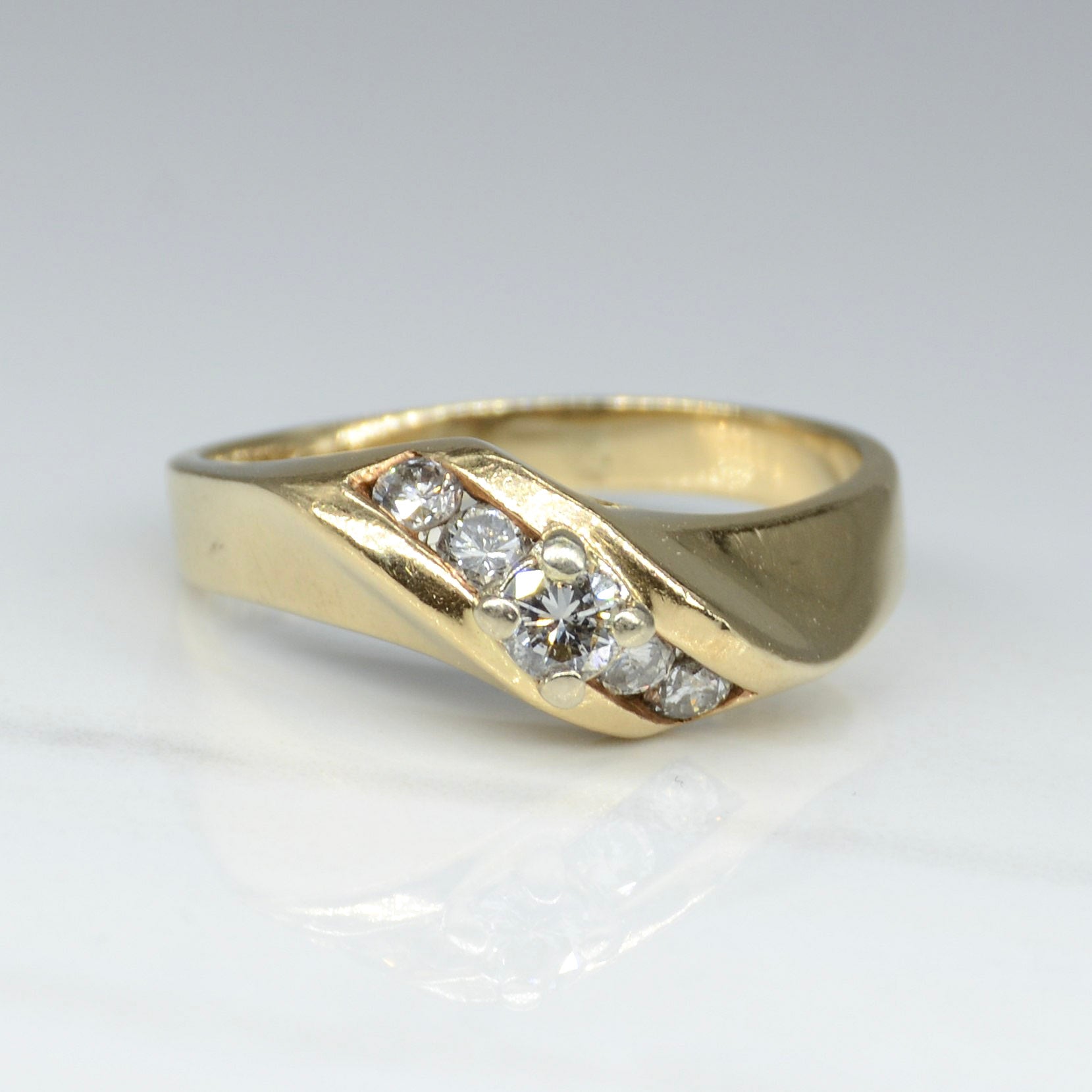 Yellow Gold Channel Set Diamond Bypass Ring | SZ 8.5 |