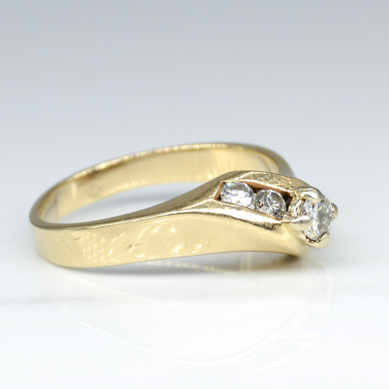 Yellow Gold Channel Set Diamond Bypass Ring | SZ 8.5 |