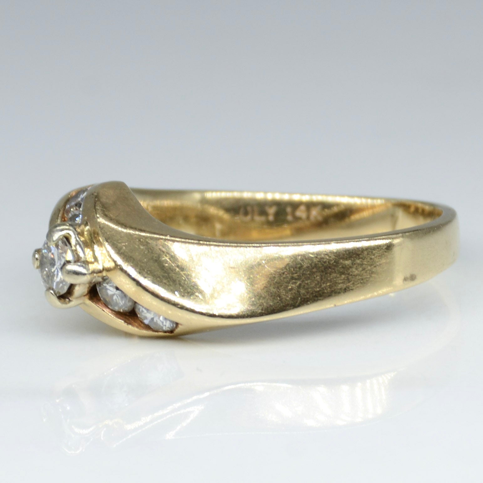 Yellow Gold Channel Set Diamond Bypass Ring | SZ 8.5 |