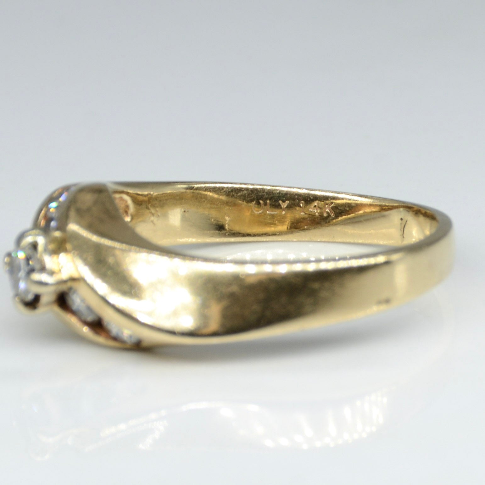 Yellow Gold Channel Set Diamond Bypass Ring | SZ 8.5 |
