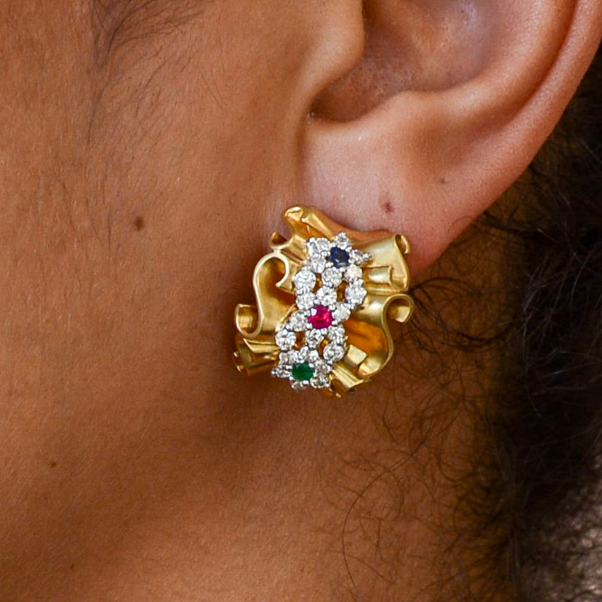 Multi Gem Scroll Earrings | 1.94ctw |