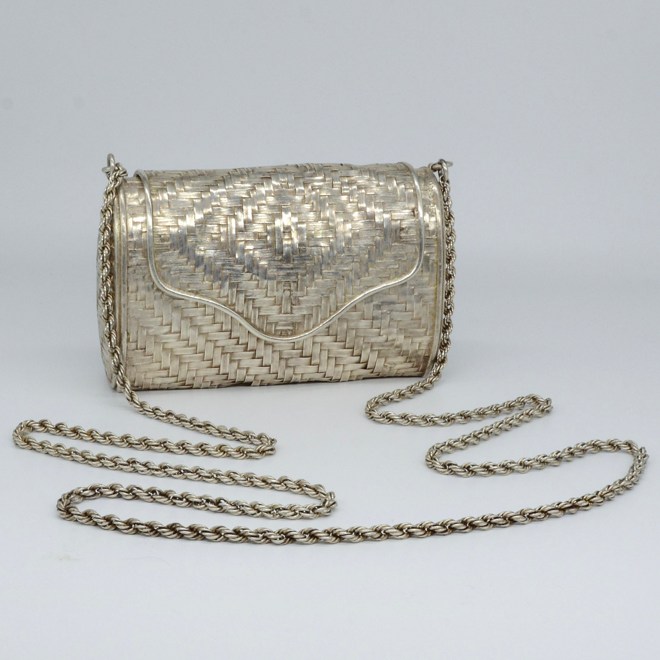 Sac à main tissé en argent sterling | 12,7 x 7,6 x 4,4 cm