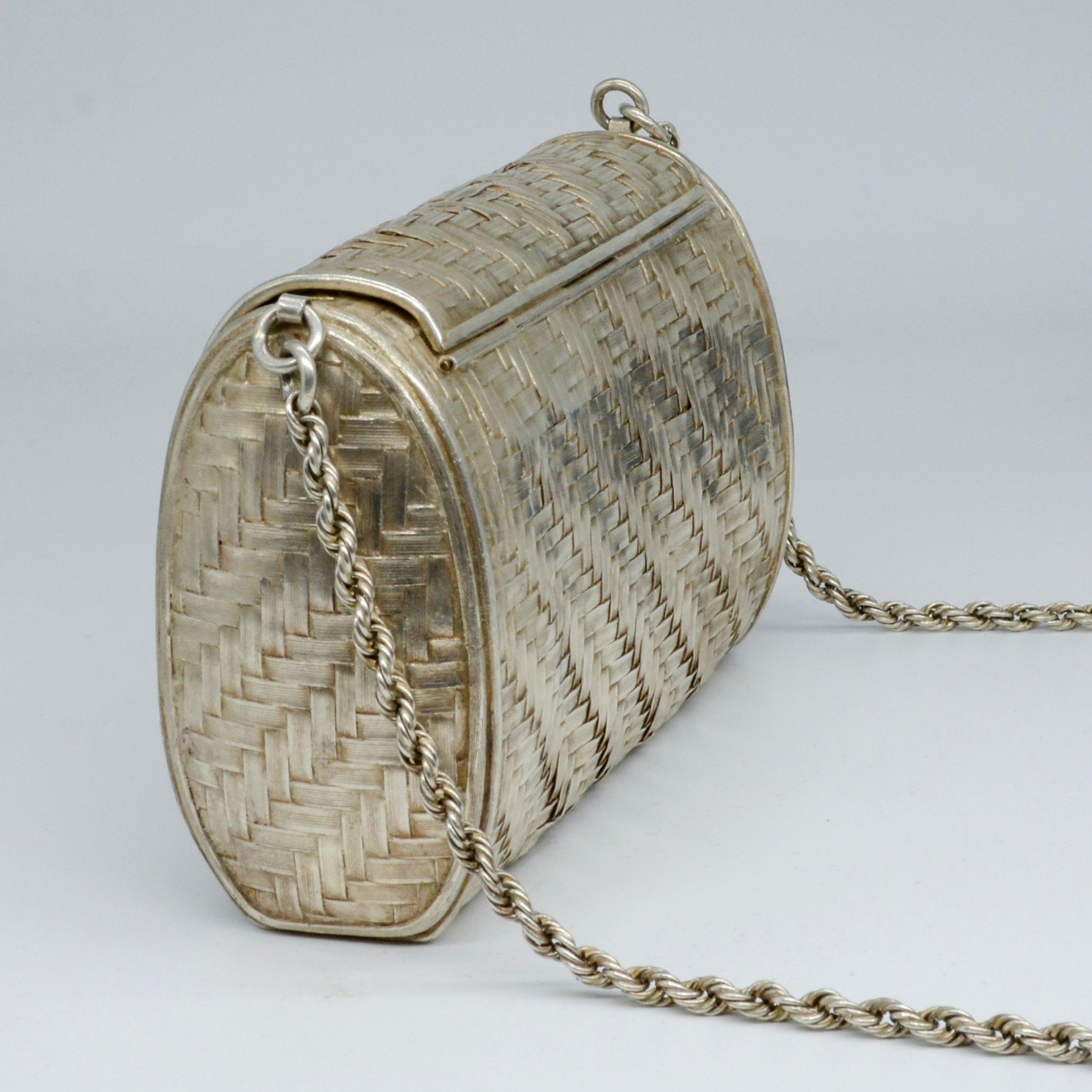 Sac à main tissé en argent sterling | 12,7 x 7,6 x 4,4 cm