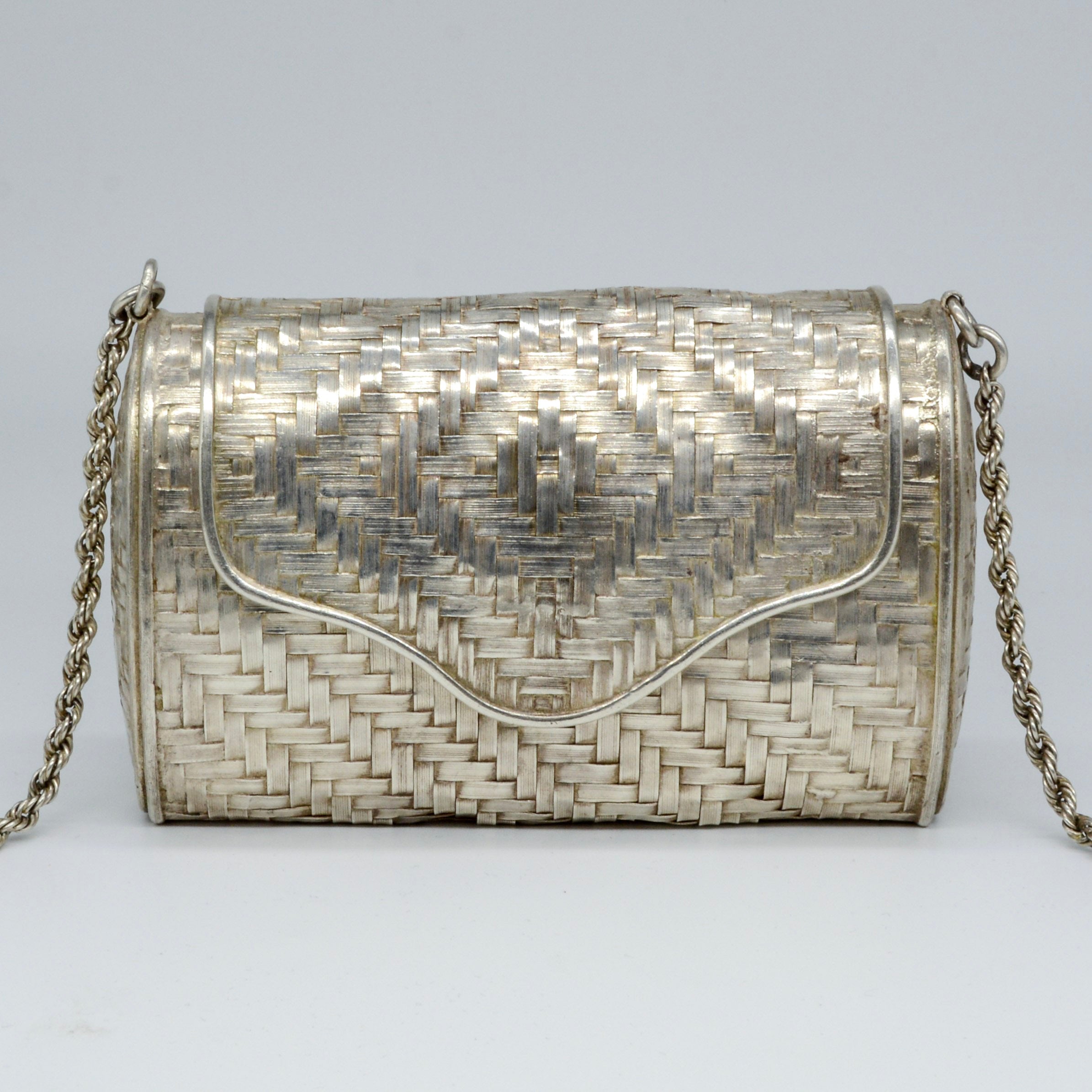 Sac à main tissé en argent sterling | 12,7 x 7,6 x 4,4 cm
