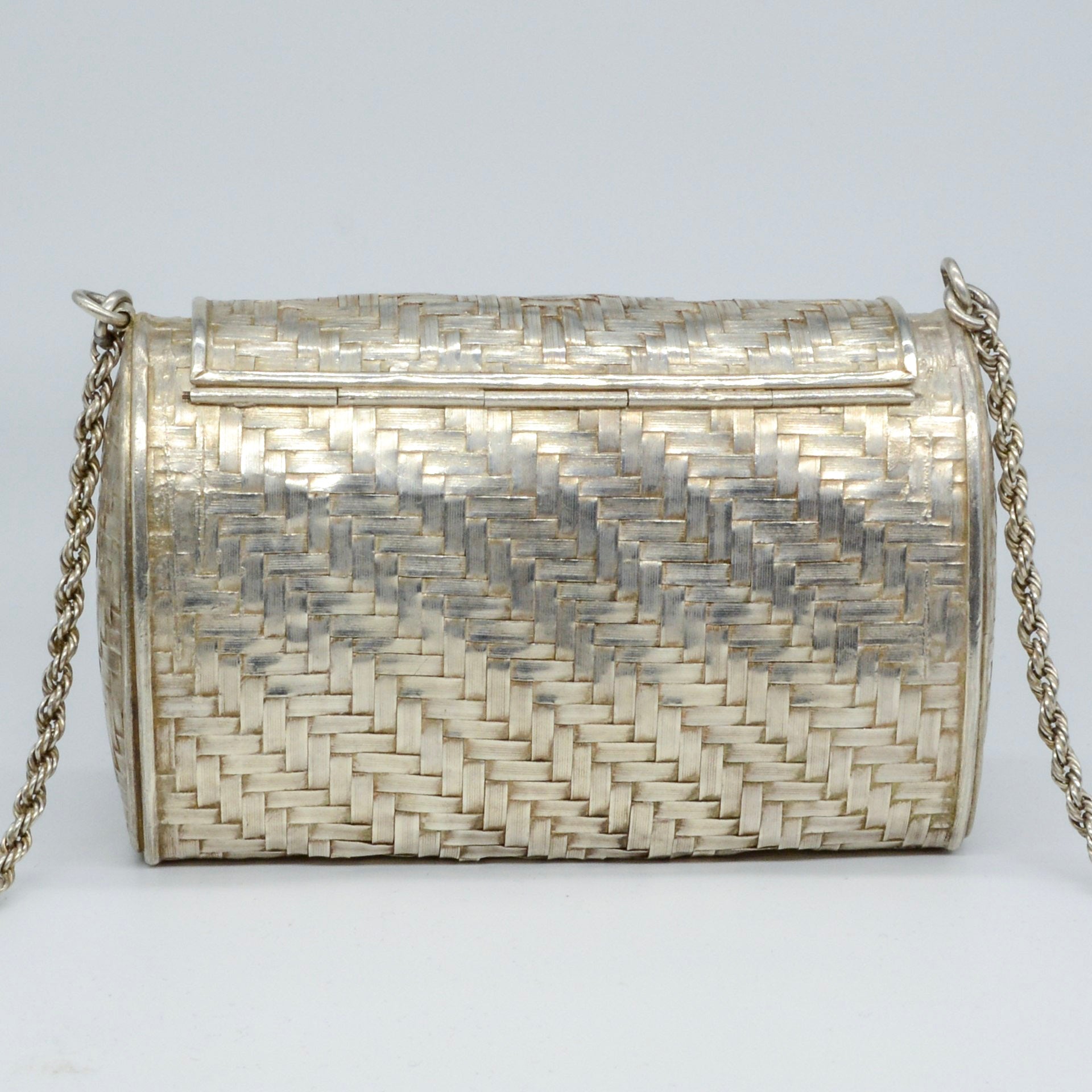 Sac à main tissé en argent sterling | 12,7 x 7,6 x 4,4 cm