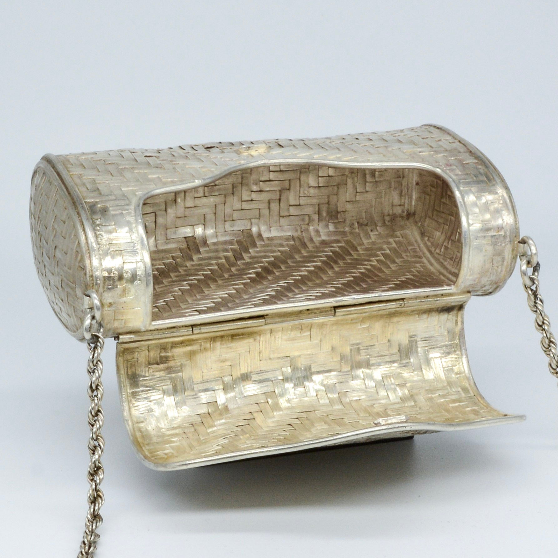 Sac à main tissé en argent sterling | 12,7 x 7,6 x 4,4 cm
