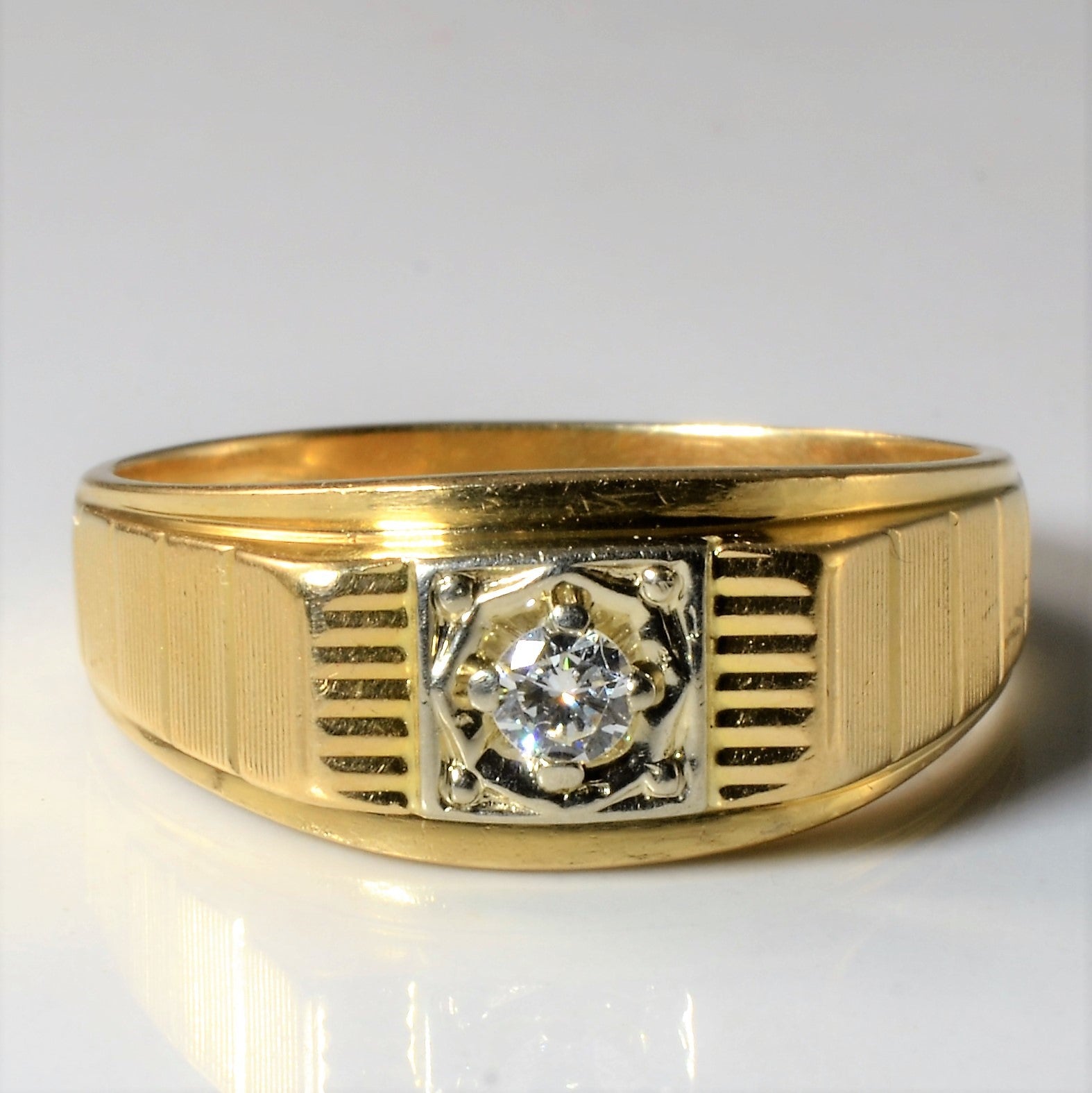 Textured Diamond Tapered Ring | 0.16ct | SZ 12.5 |