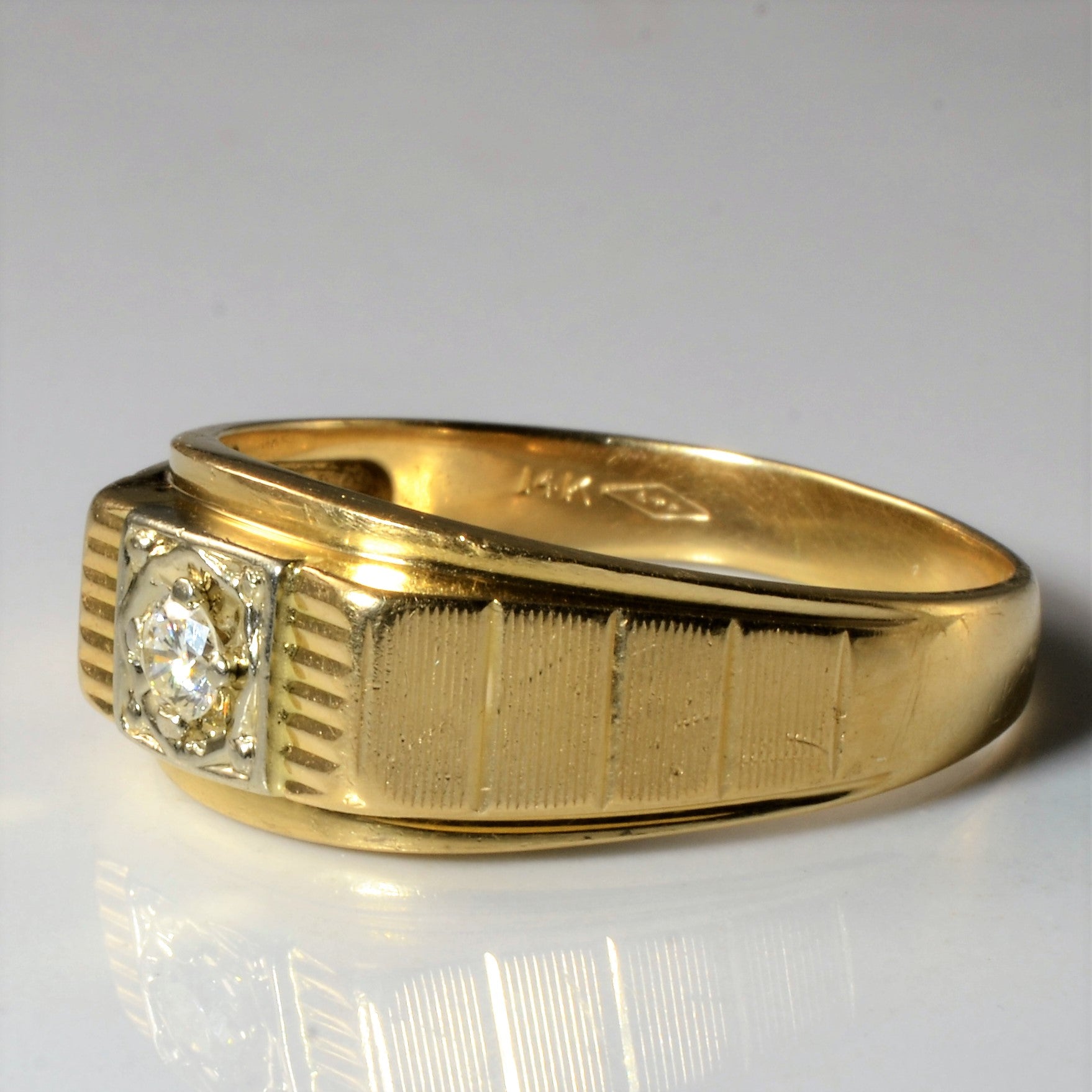 Textured Diamond Tapered Ring | 0.16ct | SZ 12.5 |