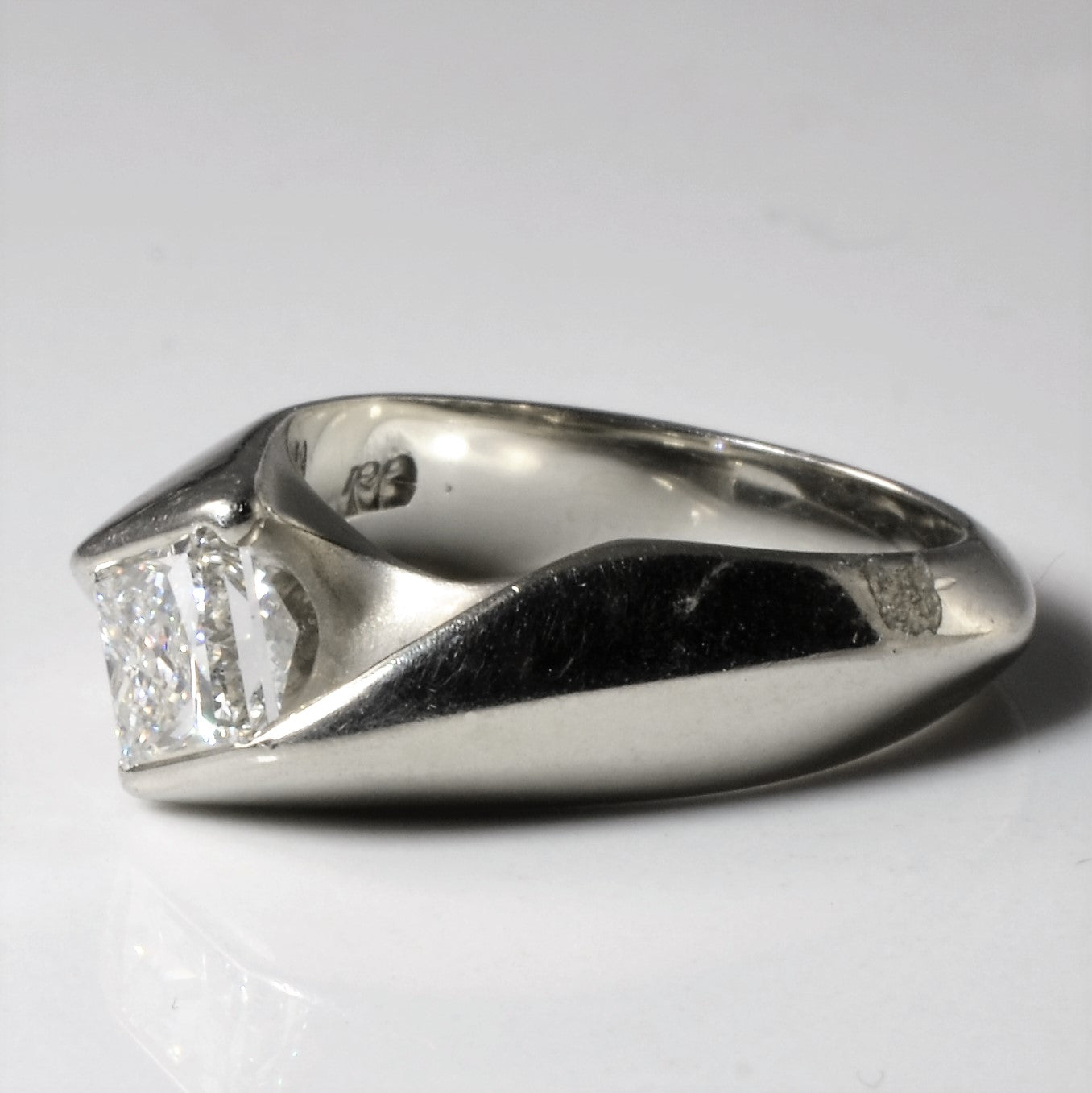 Solitaire Princess Cut Diamond Bypass Ring | 0.90ct VS2/SI1 I/J | SZ 4.75 |