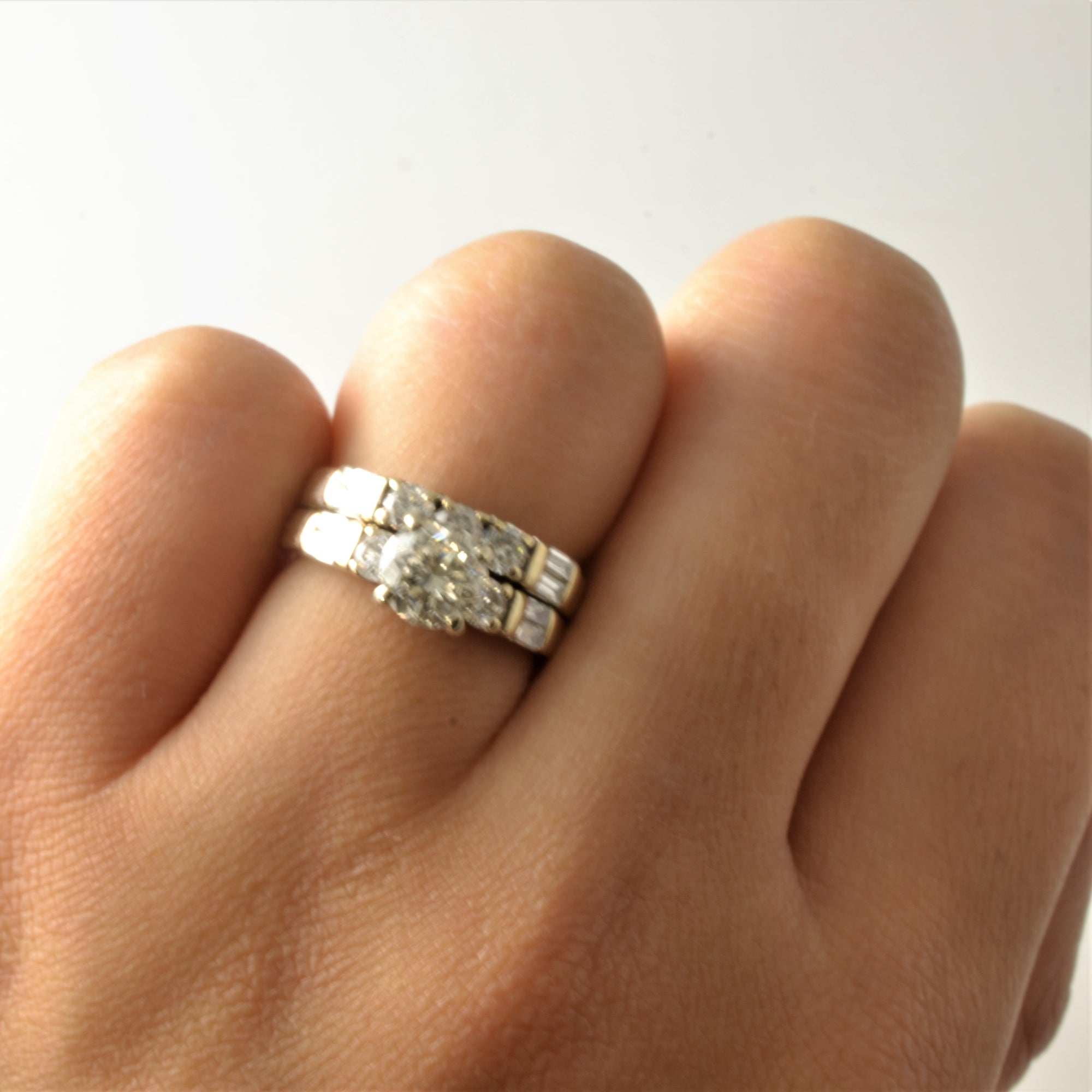 Baguette Detailed Diamond Wedding Set | 1.76ctw | SZ 4 |