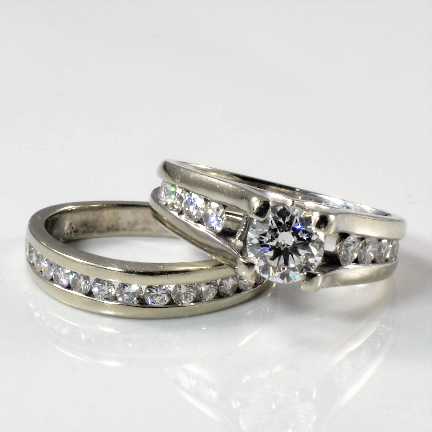 Channel Diamond Wedding Ring Set | 1.42ctw | SZ 5 |