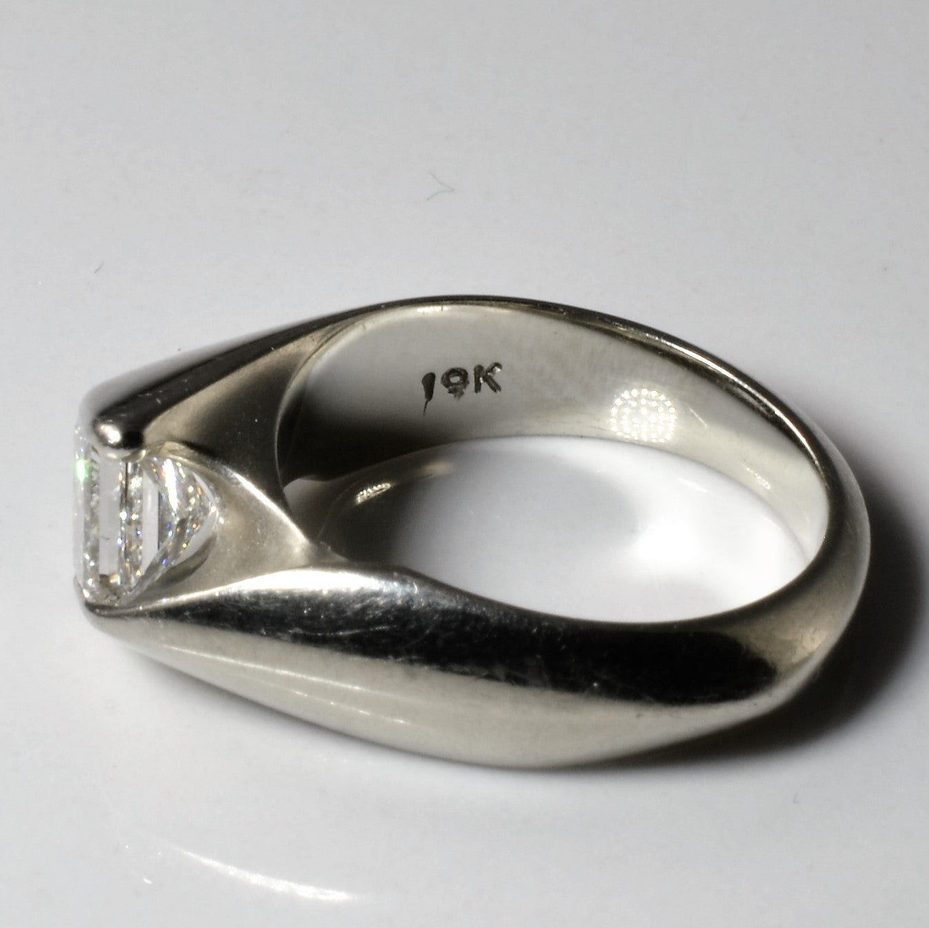Solitaire Princess Cut Diamond Bypass Ring | 0.90ct VS2/SI1 I/J | SZ 4.75 |