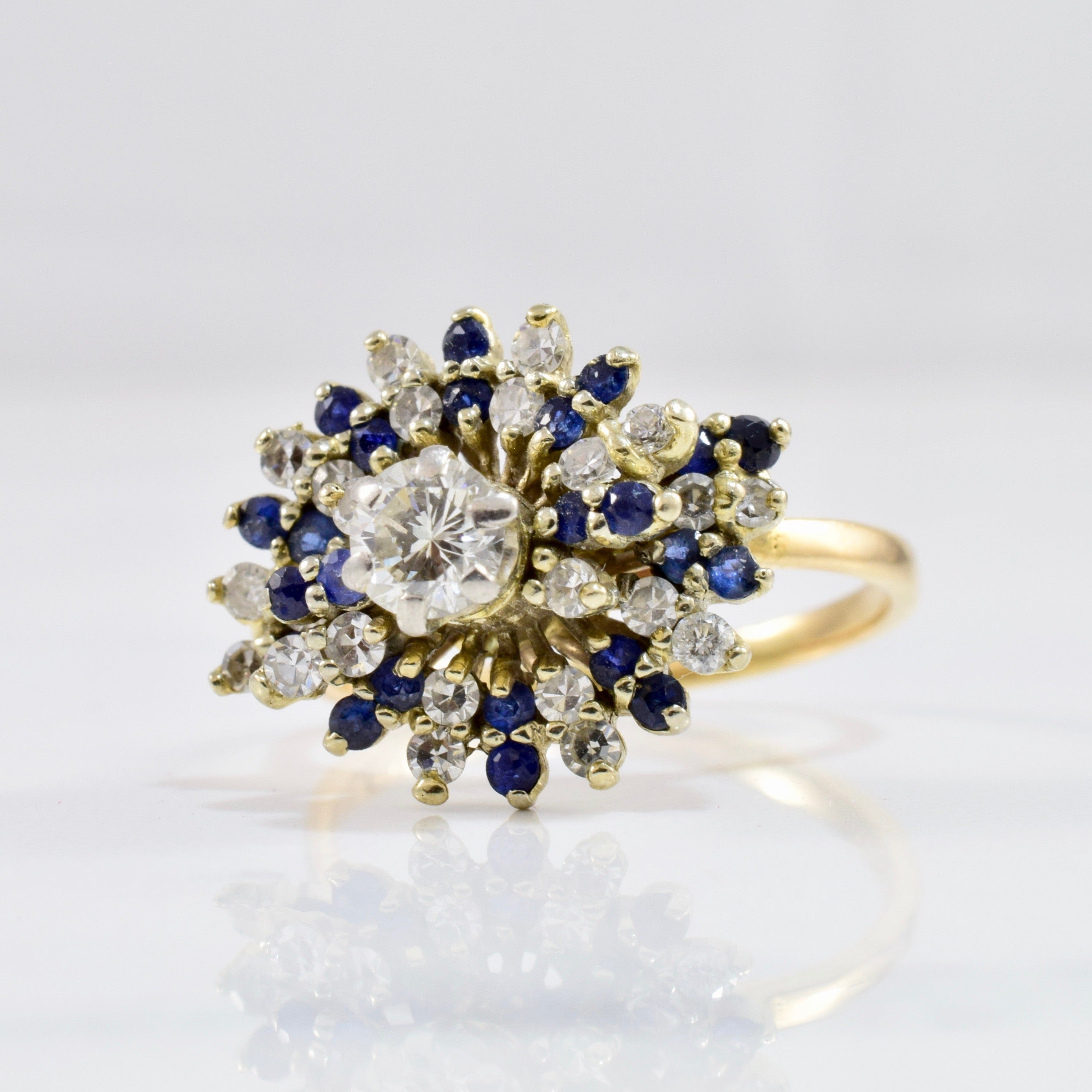 Stunning Sapphire & Diamond Star Burst Ring | 0.70 ctw SZ 7 |