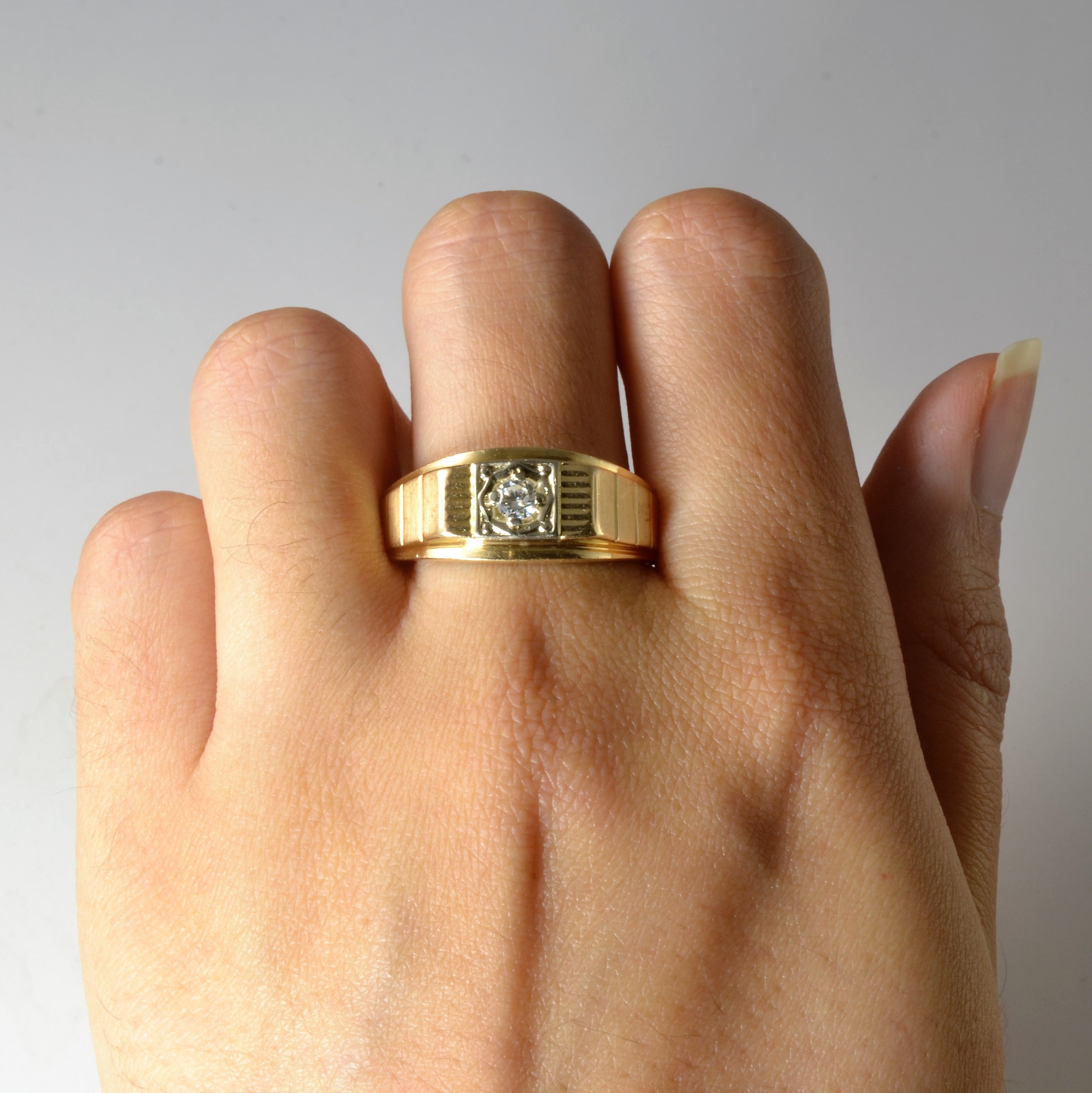Textured Diamond Tapered Ring | 0.16ct | SZ 12.5 |