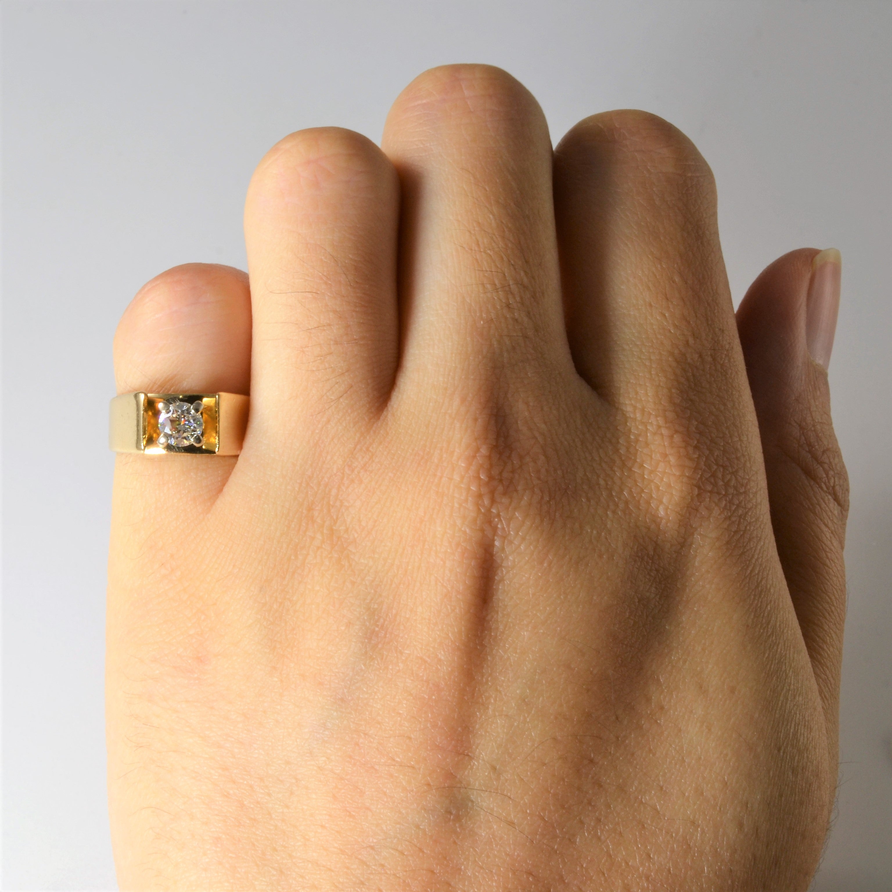 Wide Band Solitaire Diamond Ring | 0.37ct | SZ 4 |