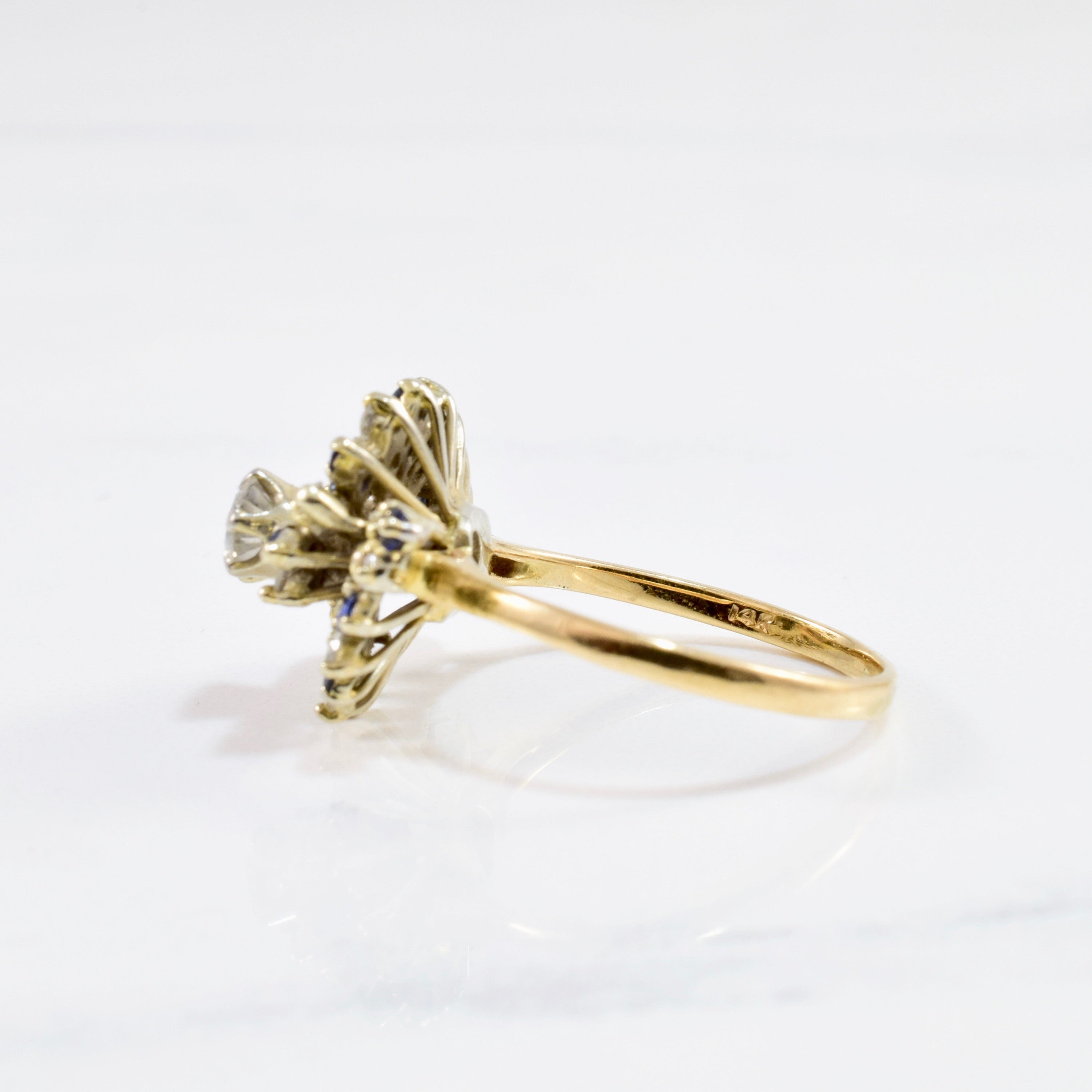 Stunning Sapphire & Diamond Star Burst Ring | 0.70 ctw SZ 7 |