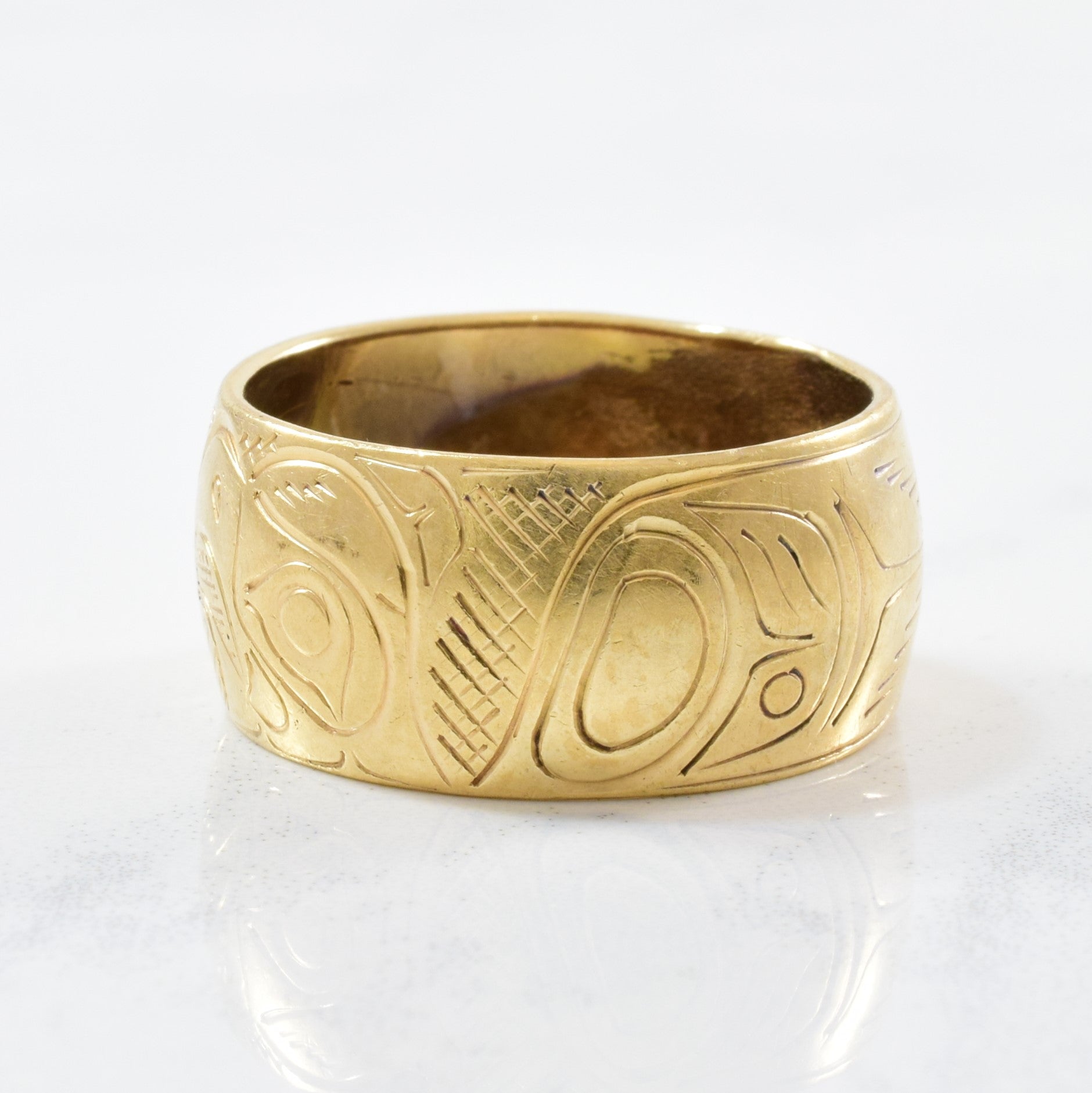 Indigenous Eagle Art Gold Band | SZ 8 |