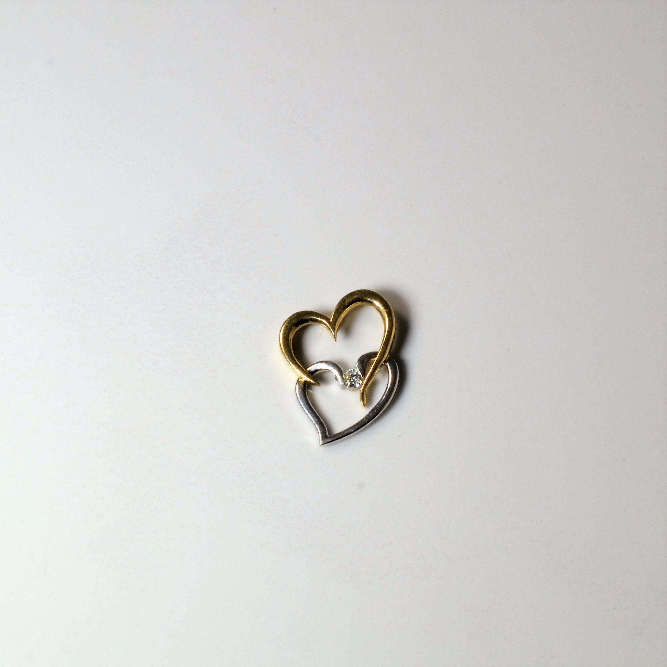 Two Tone Double Heart Pendant | 0.04ct |