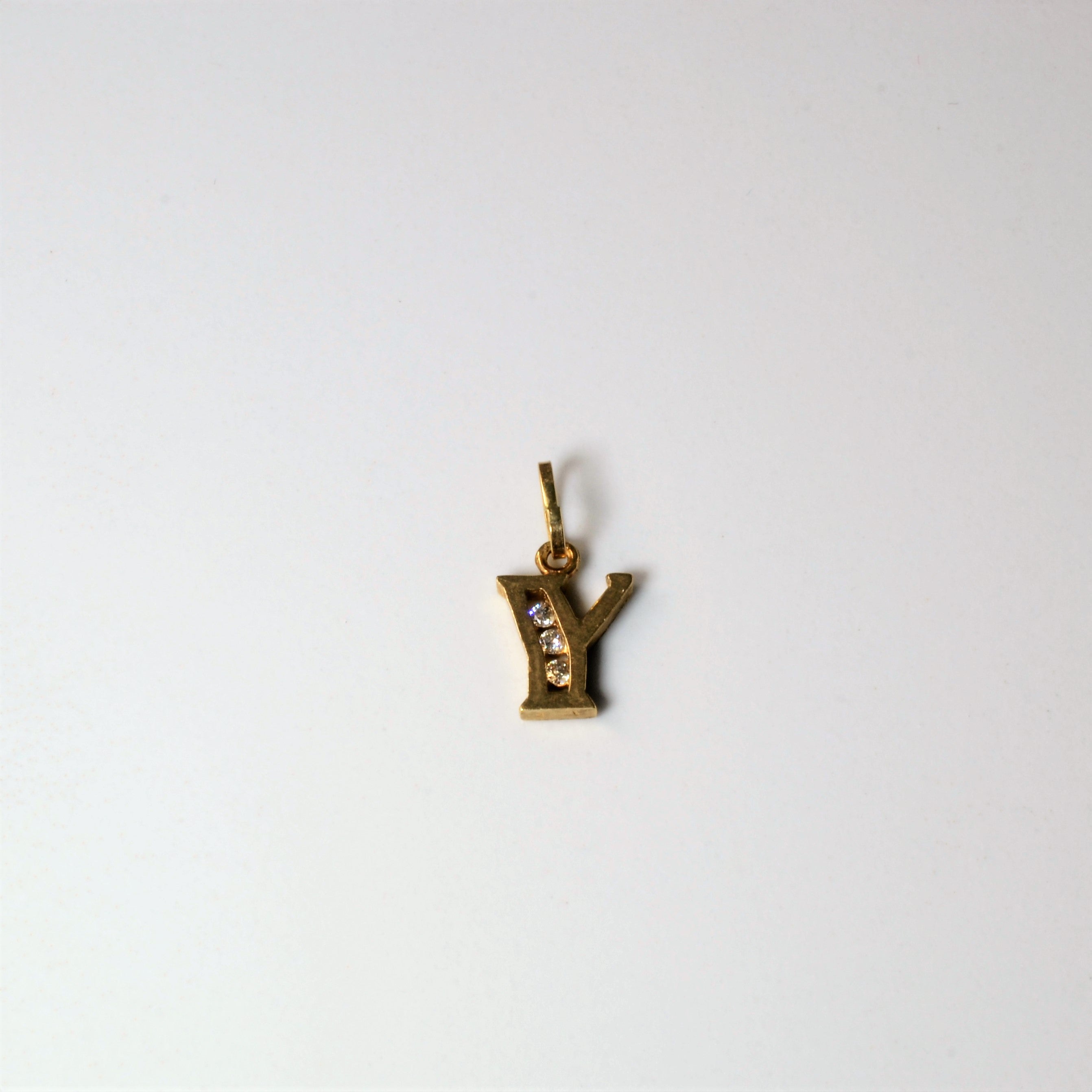 Channel Diamond Y Letter Pendant | 0.03ctw |