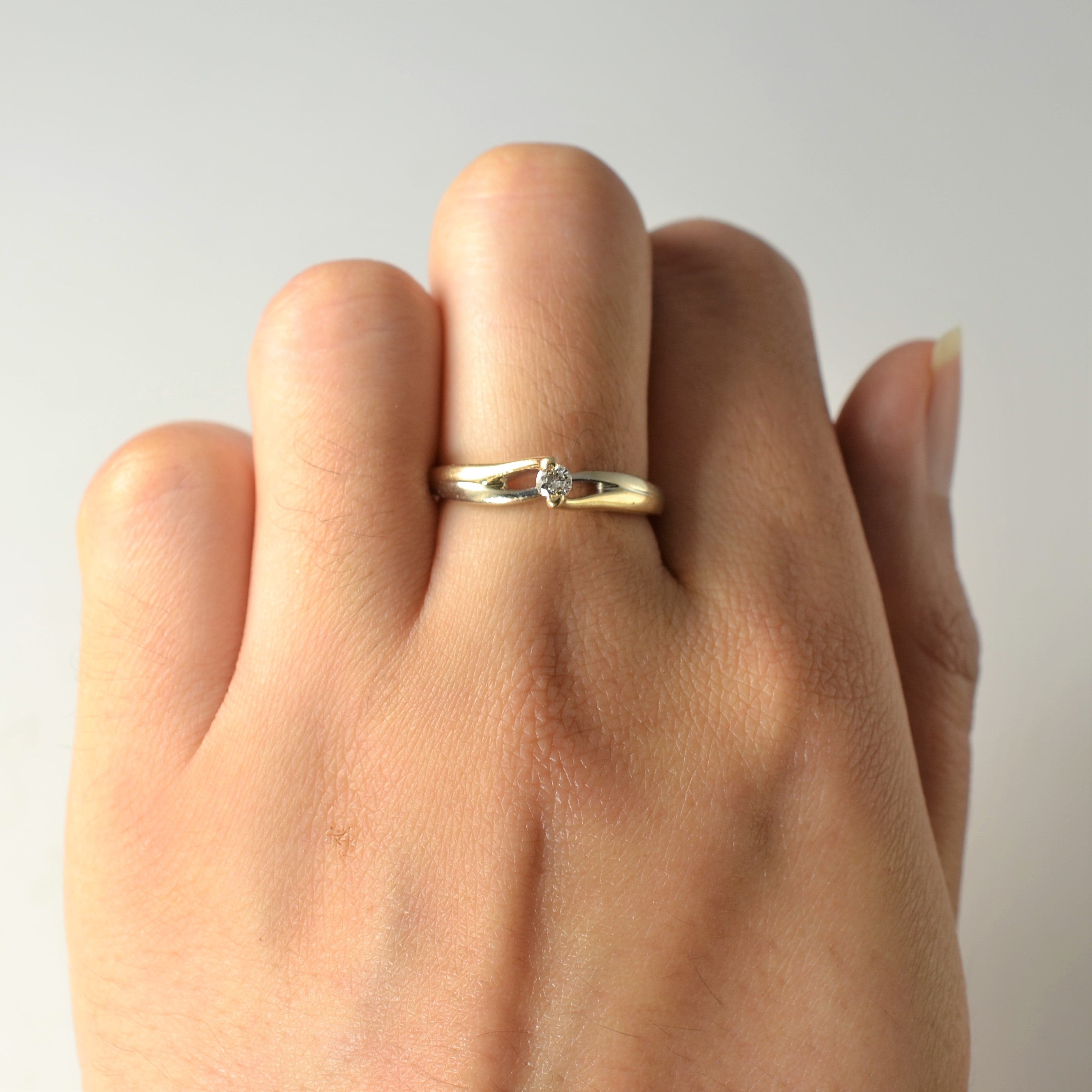 Solitaire Diamond Two Tone Gold Ring | 0.08ct | SZ 6.5 |
