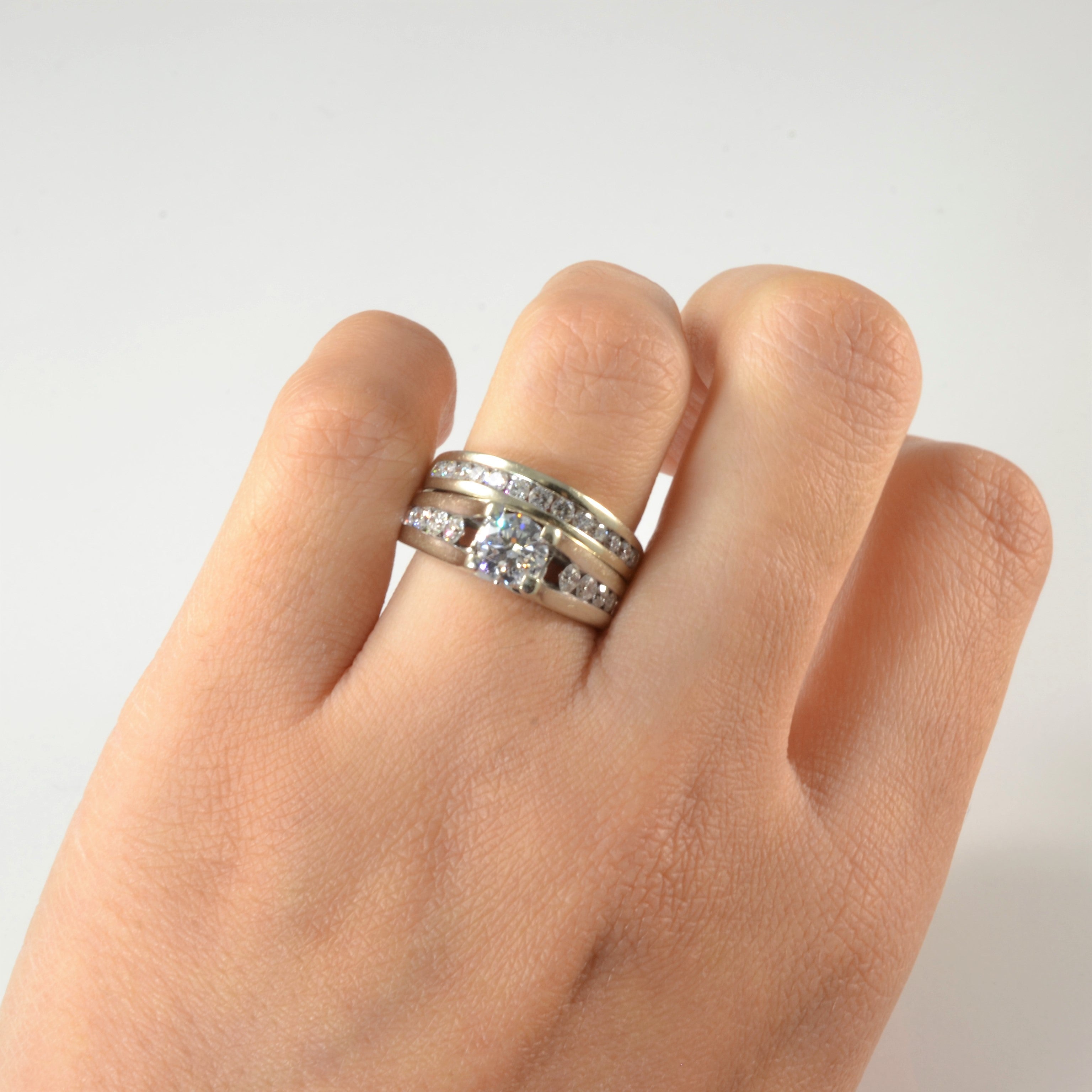 Channel Diamond Wedding Ring Set | 1.42ctw | SZ 5 |