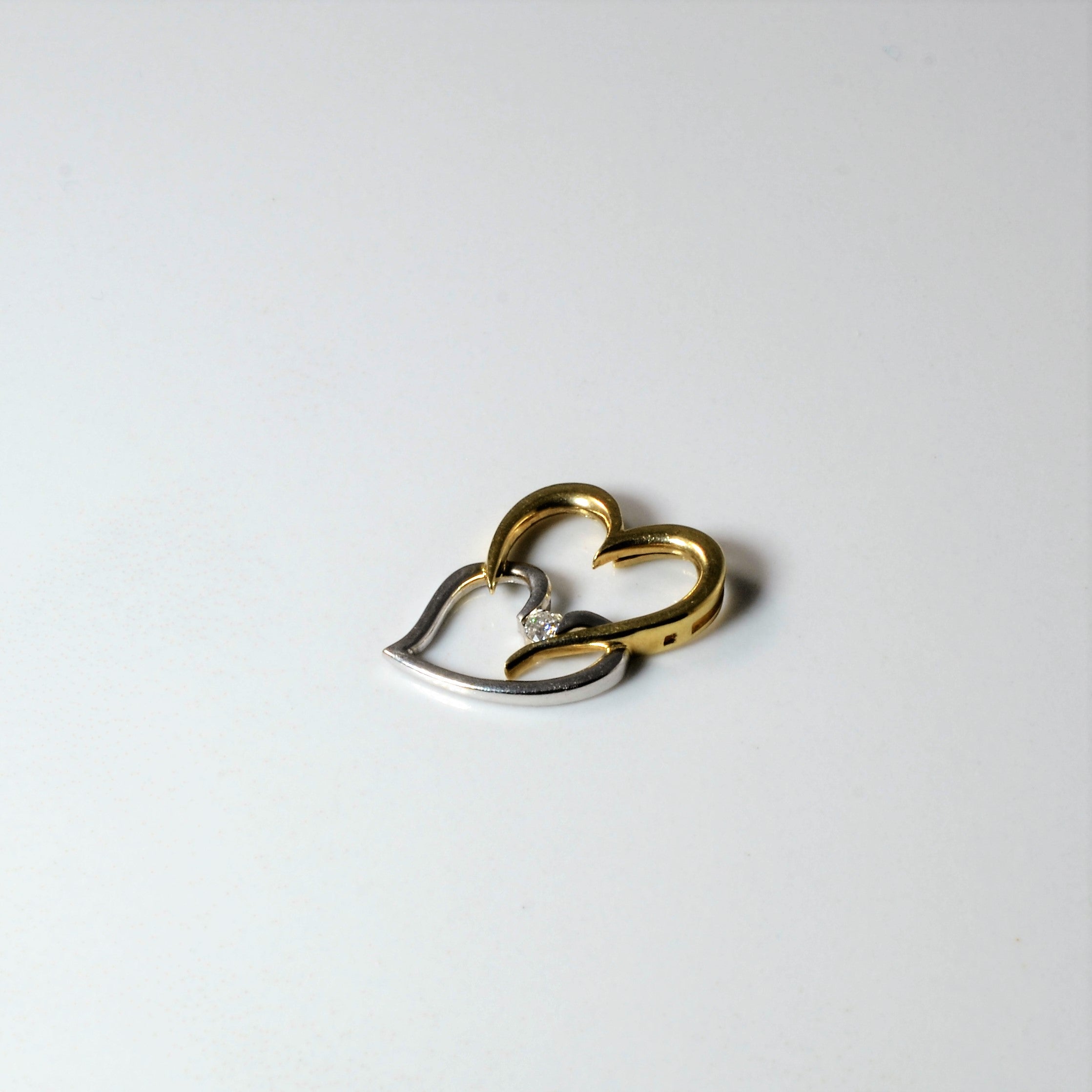 Two Tone Double Heart Pendant | 0.04ct |