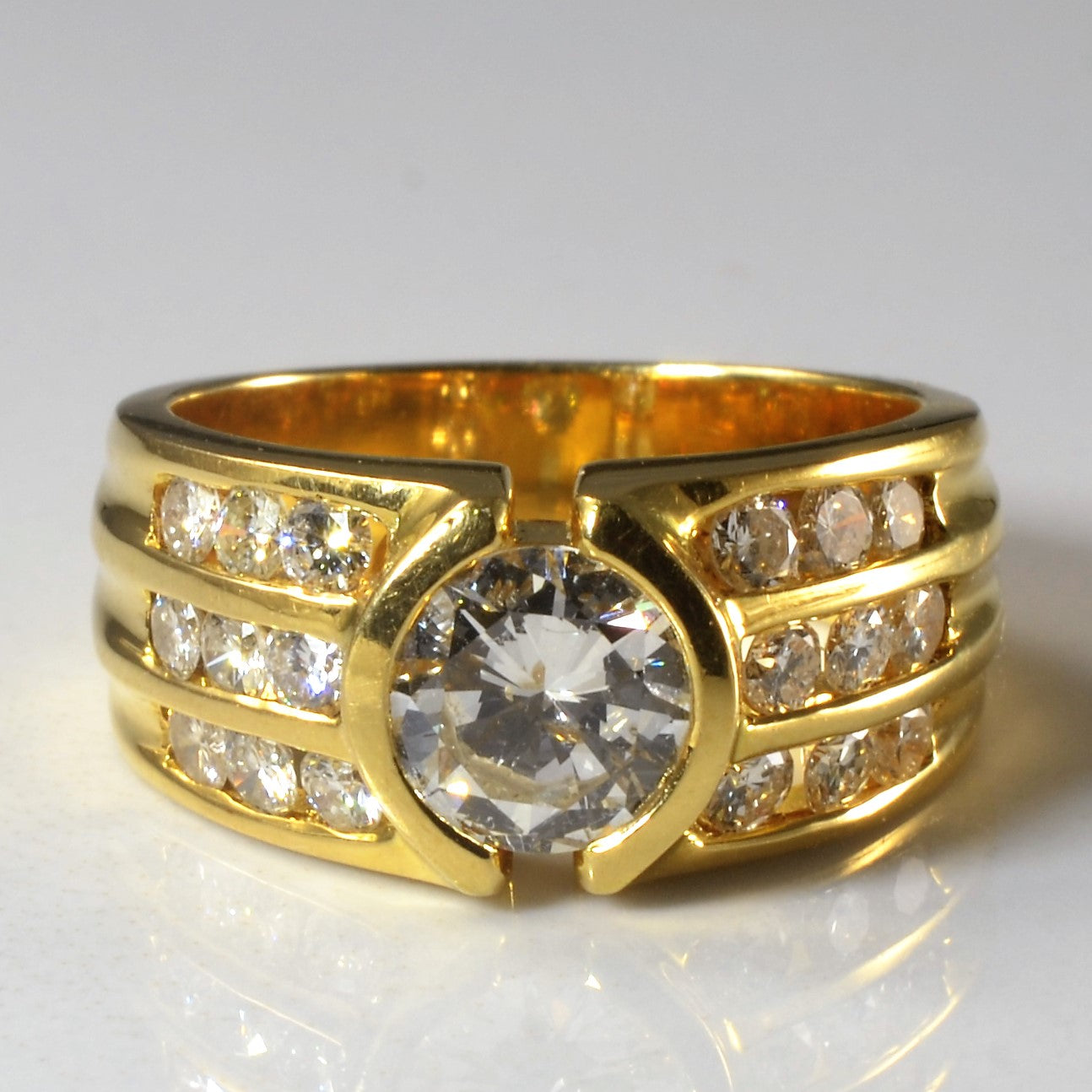 Triple Channel Semi Bezel Diamond Ring | 1.52ctw | SZ 5.5 |