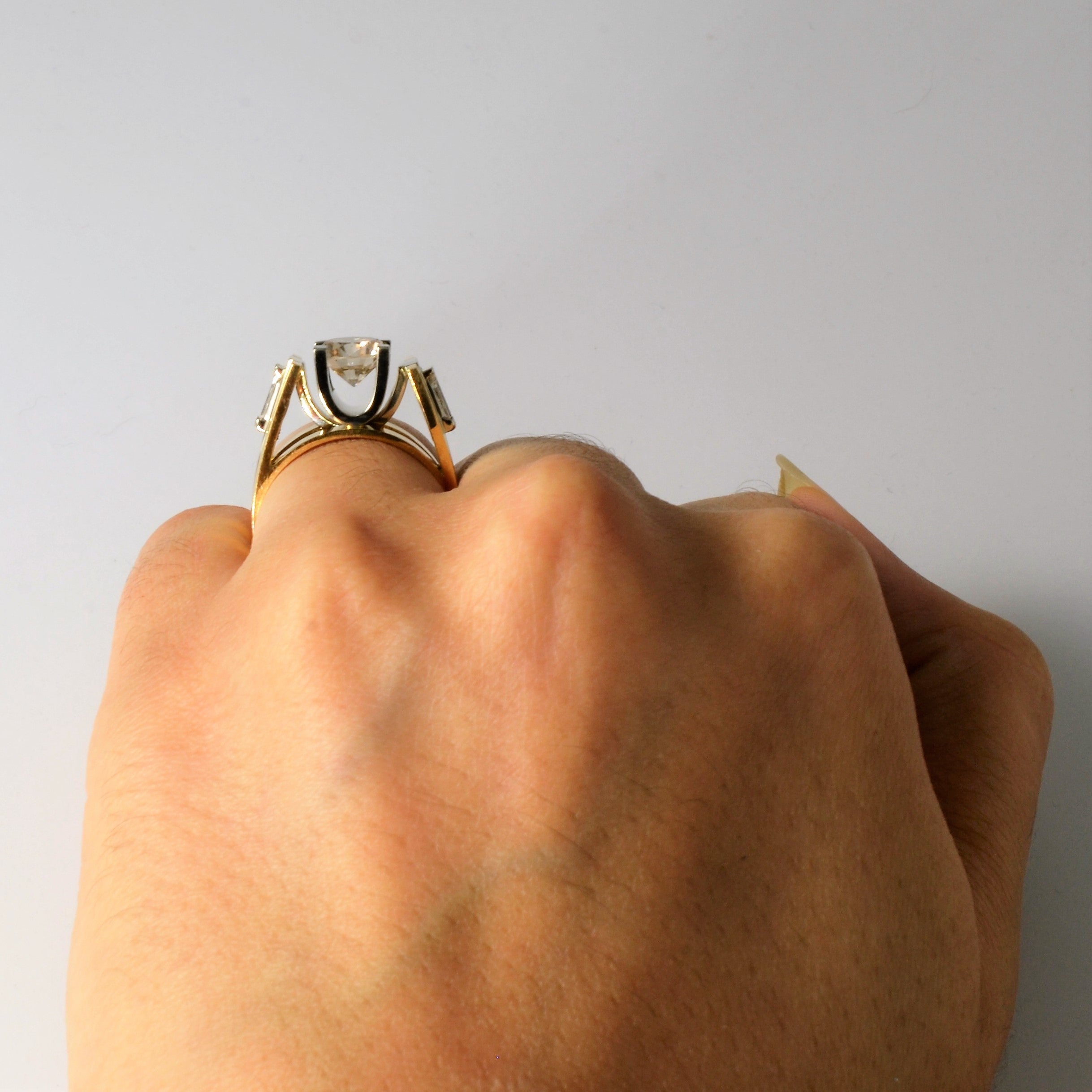 Bague de fiançailles bicolore et rehausseur | 1,47 ct | Taille 6,25 |