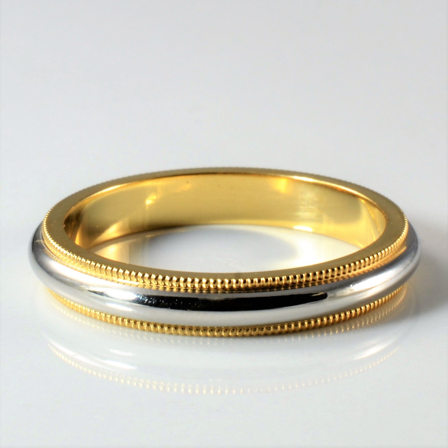 'Tiffany' Platinum and 18k Milgrain Together Band Ring | SZ 9