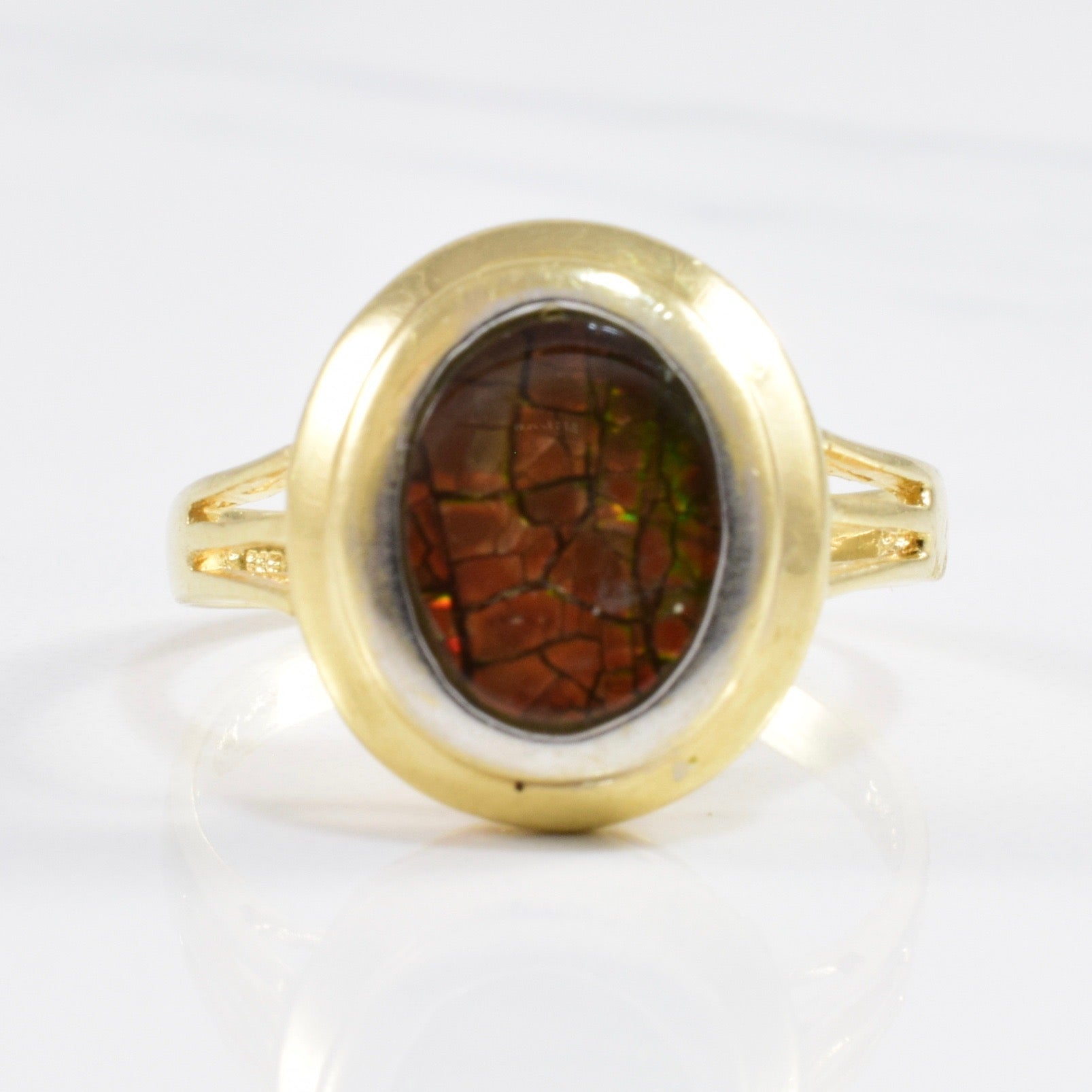 Bezel Set Ammolite Ring | 1.00ct | SZ 6.5 |