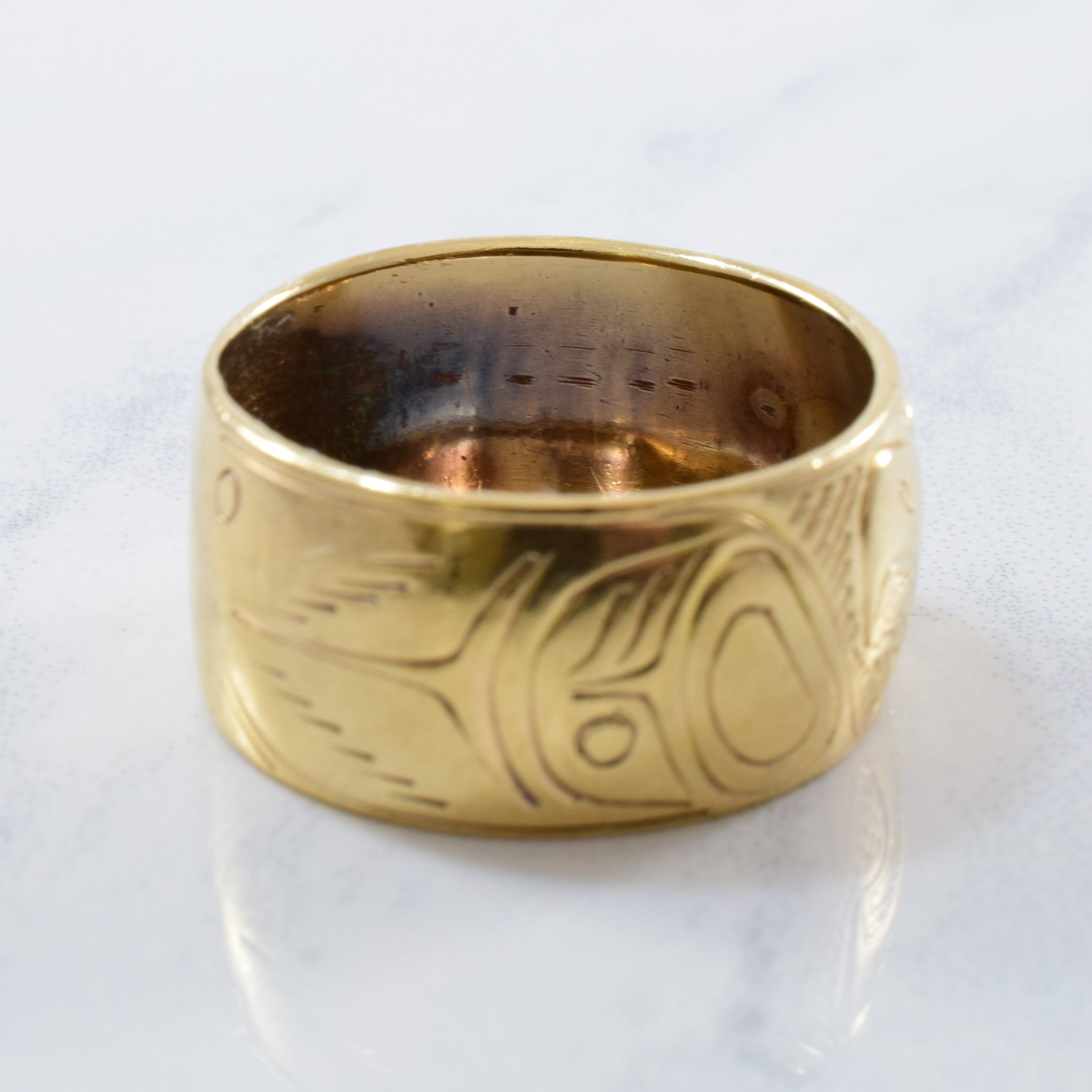 Indigenous Eagle Art Gold Band | SZ 8 |