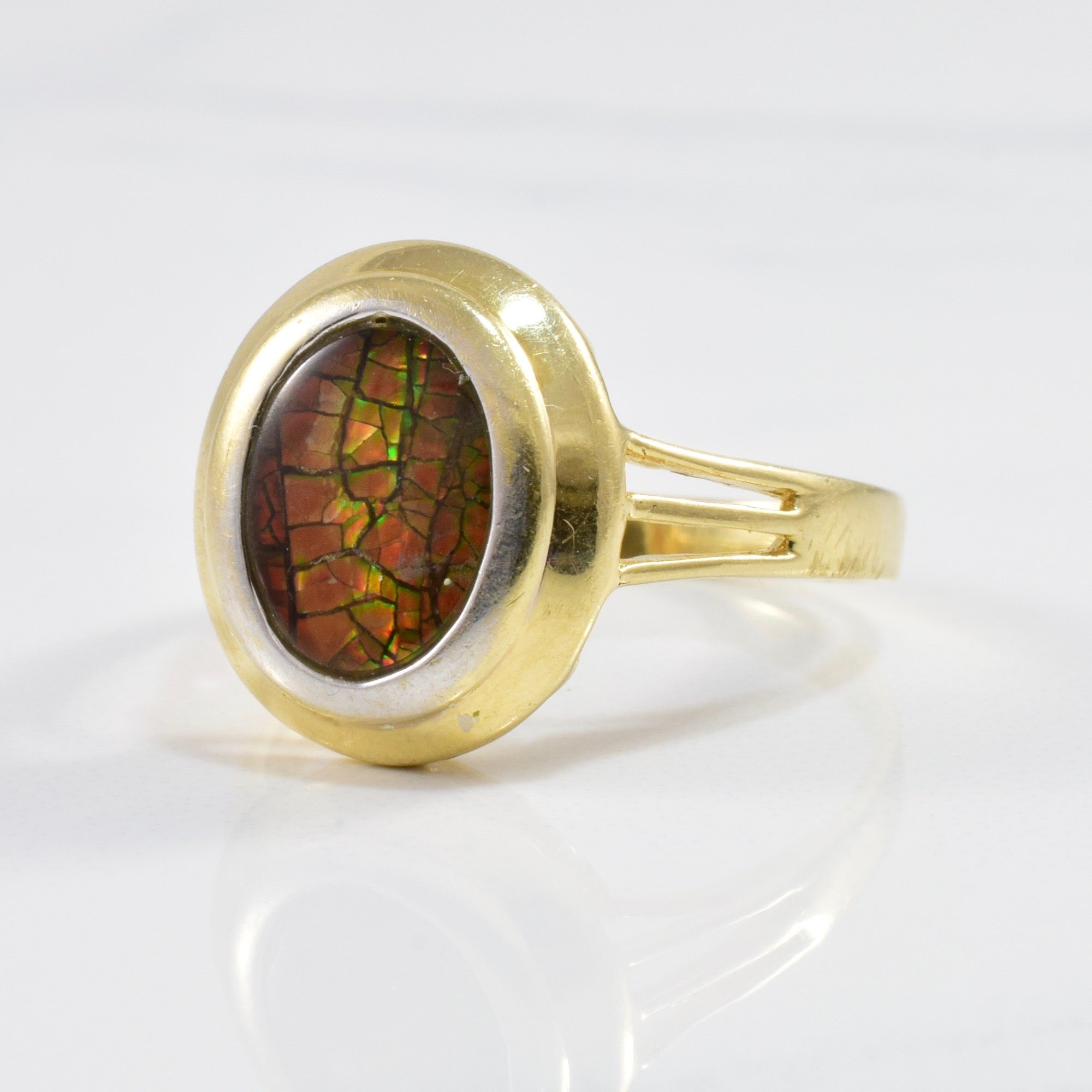 Bezel Set Ammolite Ring | 1.00ct | SZ 6.5 |