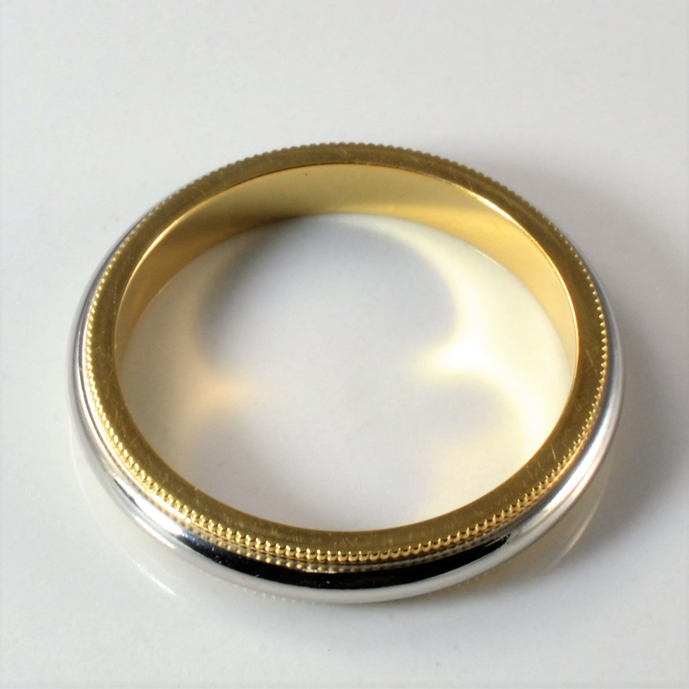 'Tiffany' Platinum and 18k Milgrain Together Band Ring | SZ 9