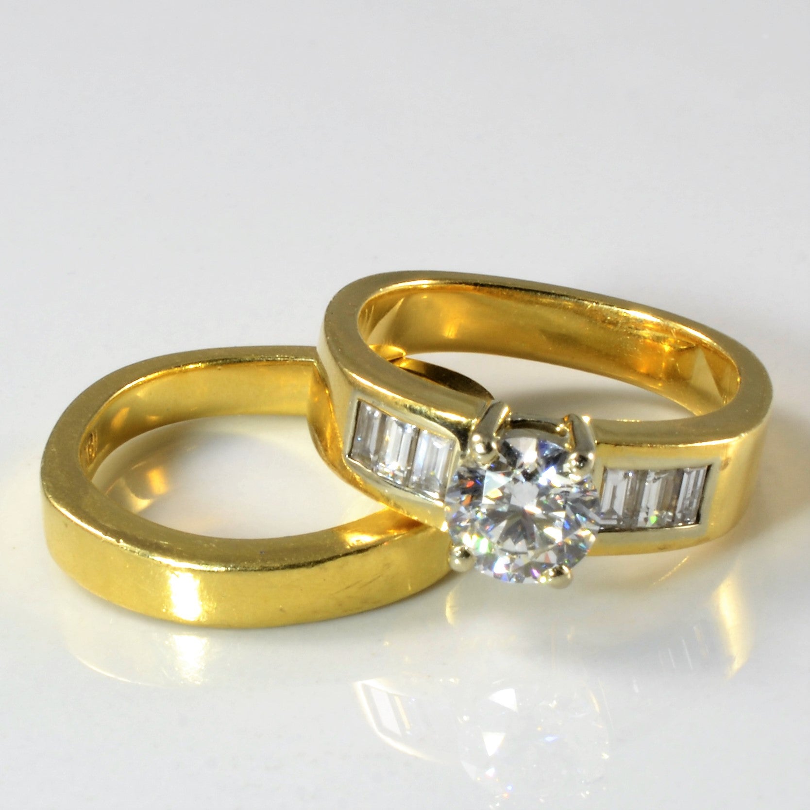 Mixed Cut GIA Diamond Wedding Set | 1.38ctw | SZ 5.25 |