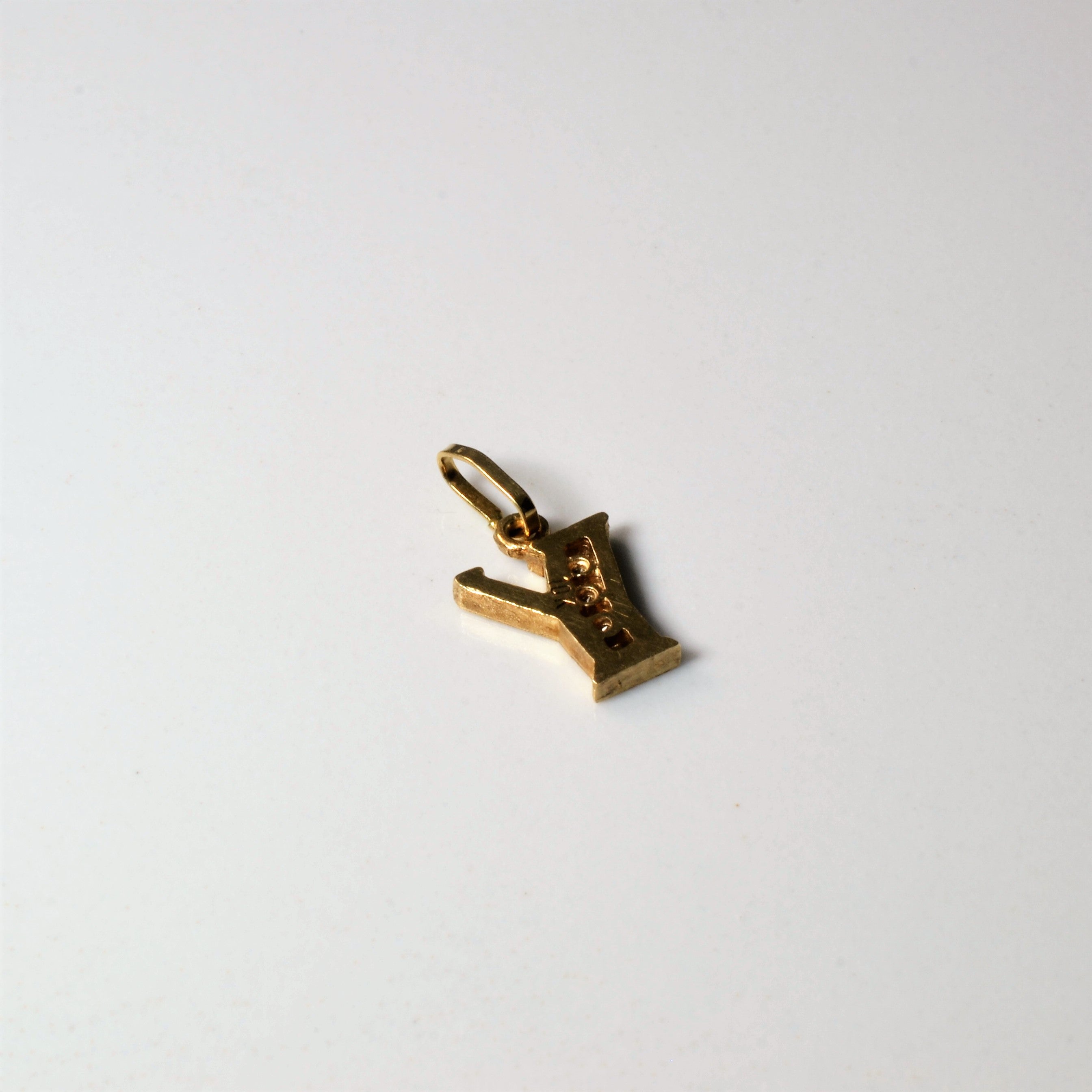 Channel Diamond Y Letter Pendant | 0.03ctw |