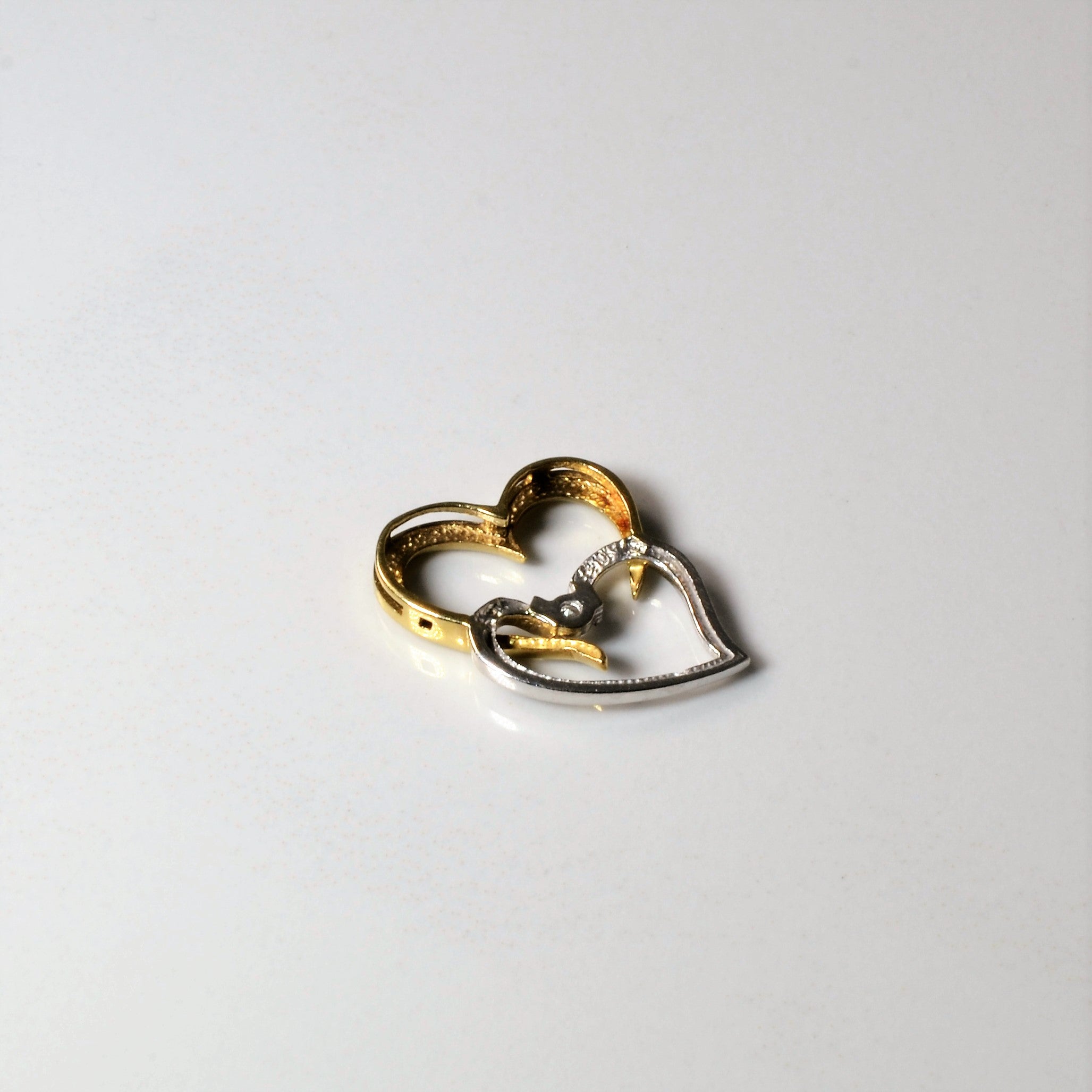 Two Tone Double Heart Pendant | 0.04ct |
