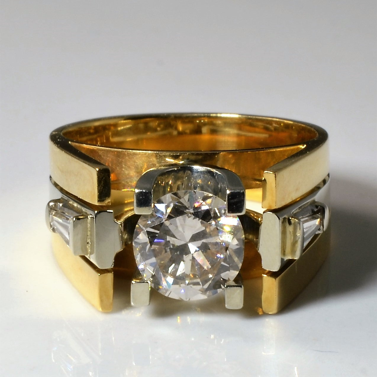 Bague de fiançailles bicolore et rehausseur | 1,47 ct | Taille 6,25 |