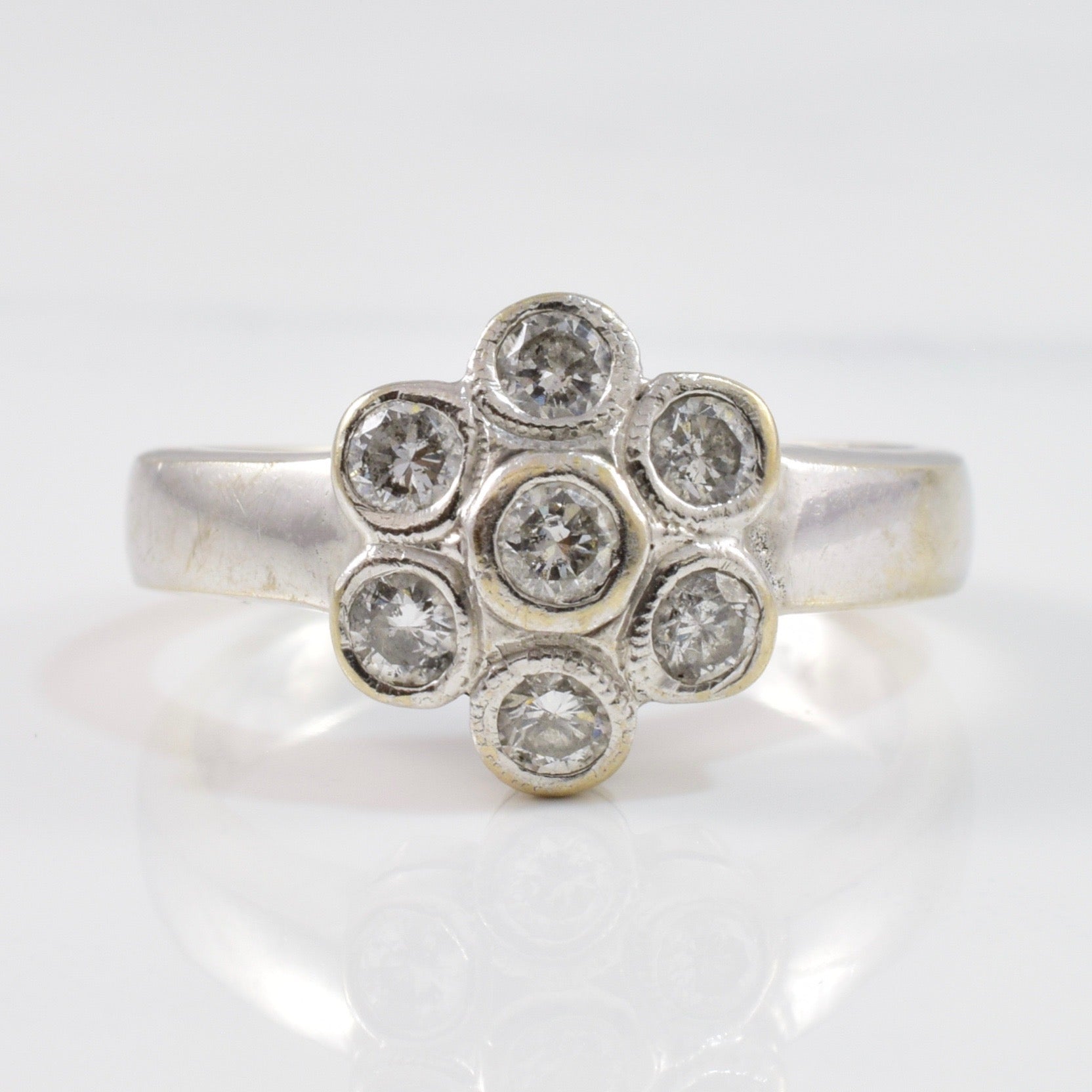 Floral Bezel Set Diamond Ring | 0.35 ctw Sz 5 |