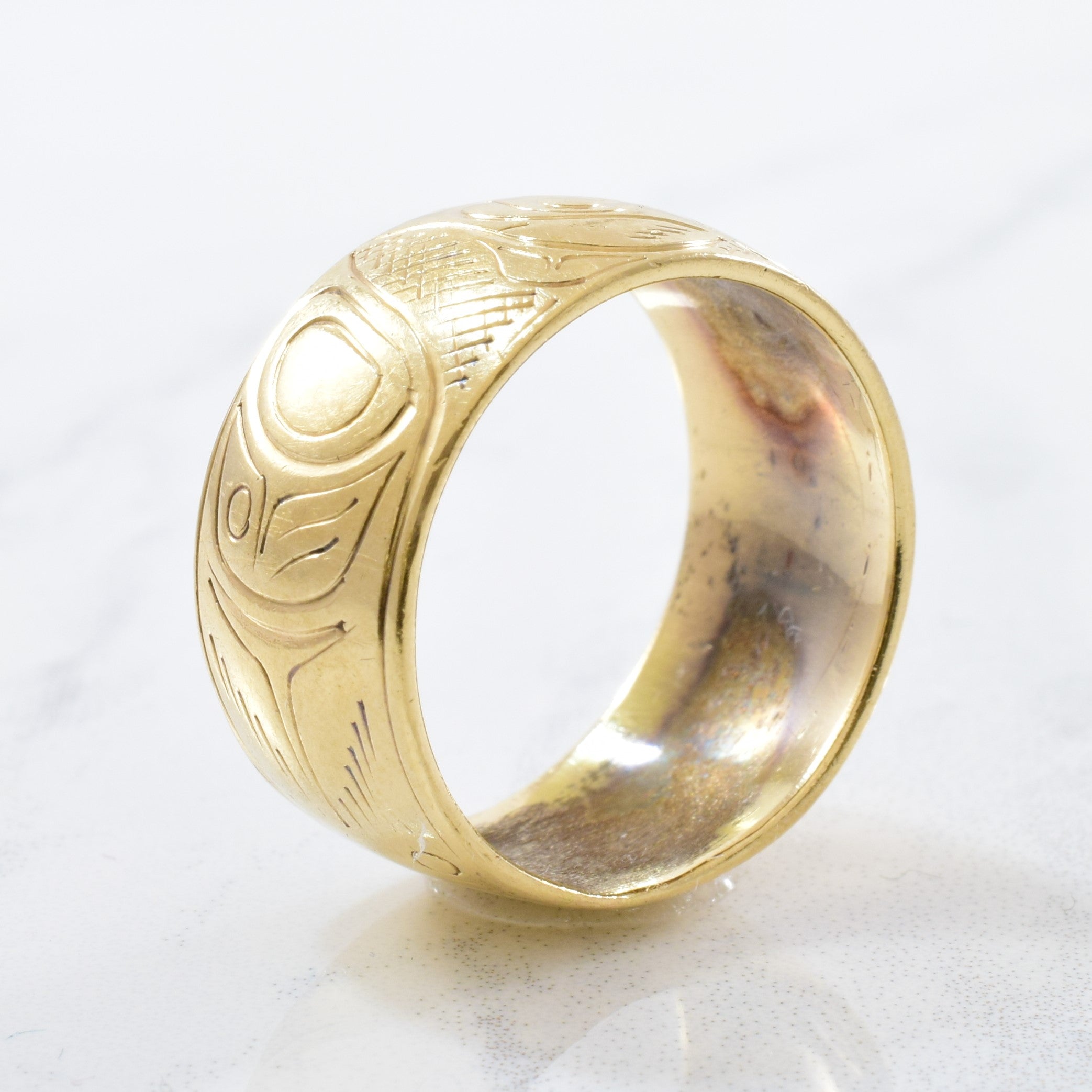 Indigenous Eagle Art Gold Band | SZ 8 |