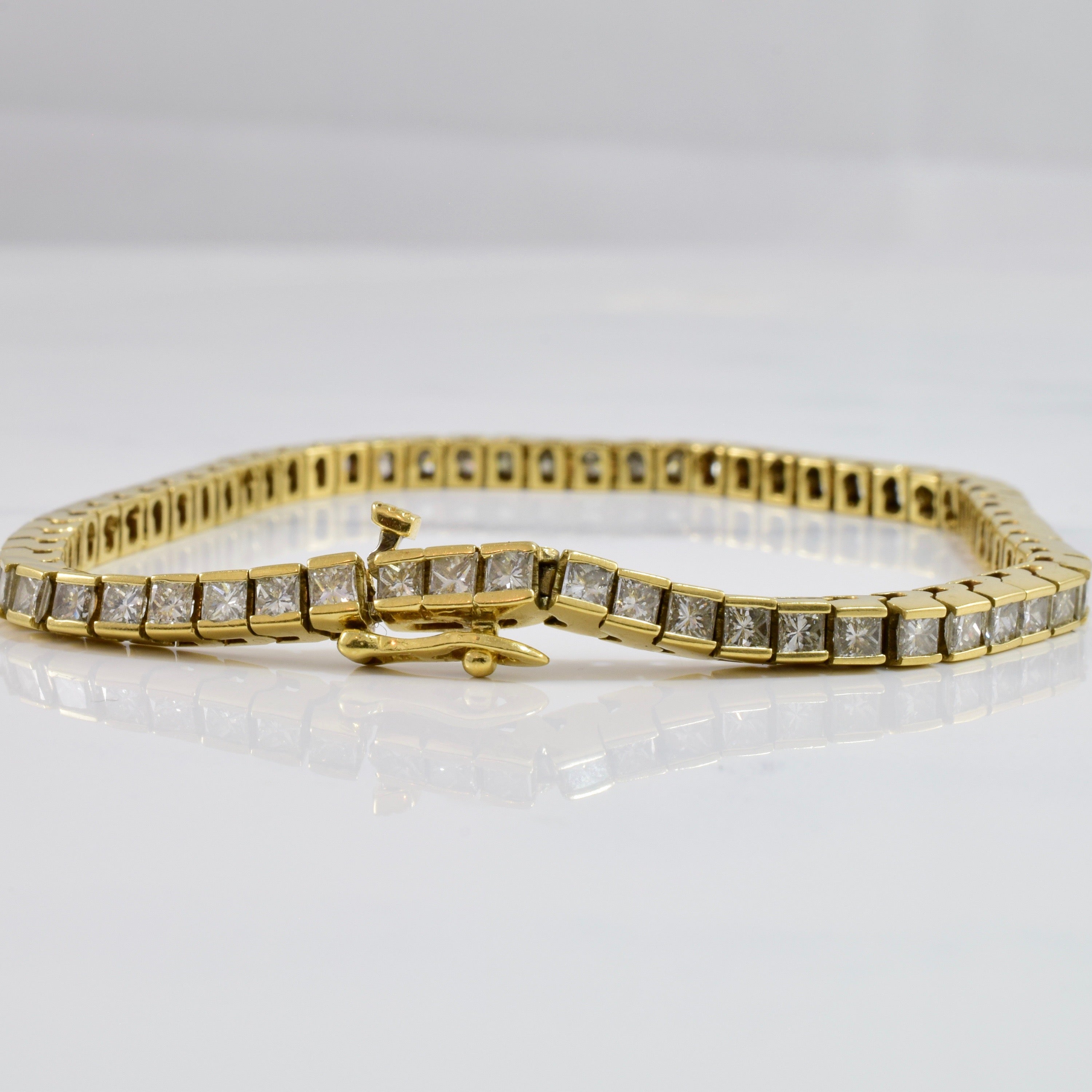 Princess Cut Diamond Tennis Bracelet | 5.55 ctw SZ 7" |