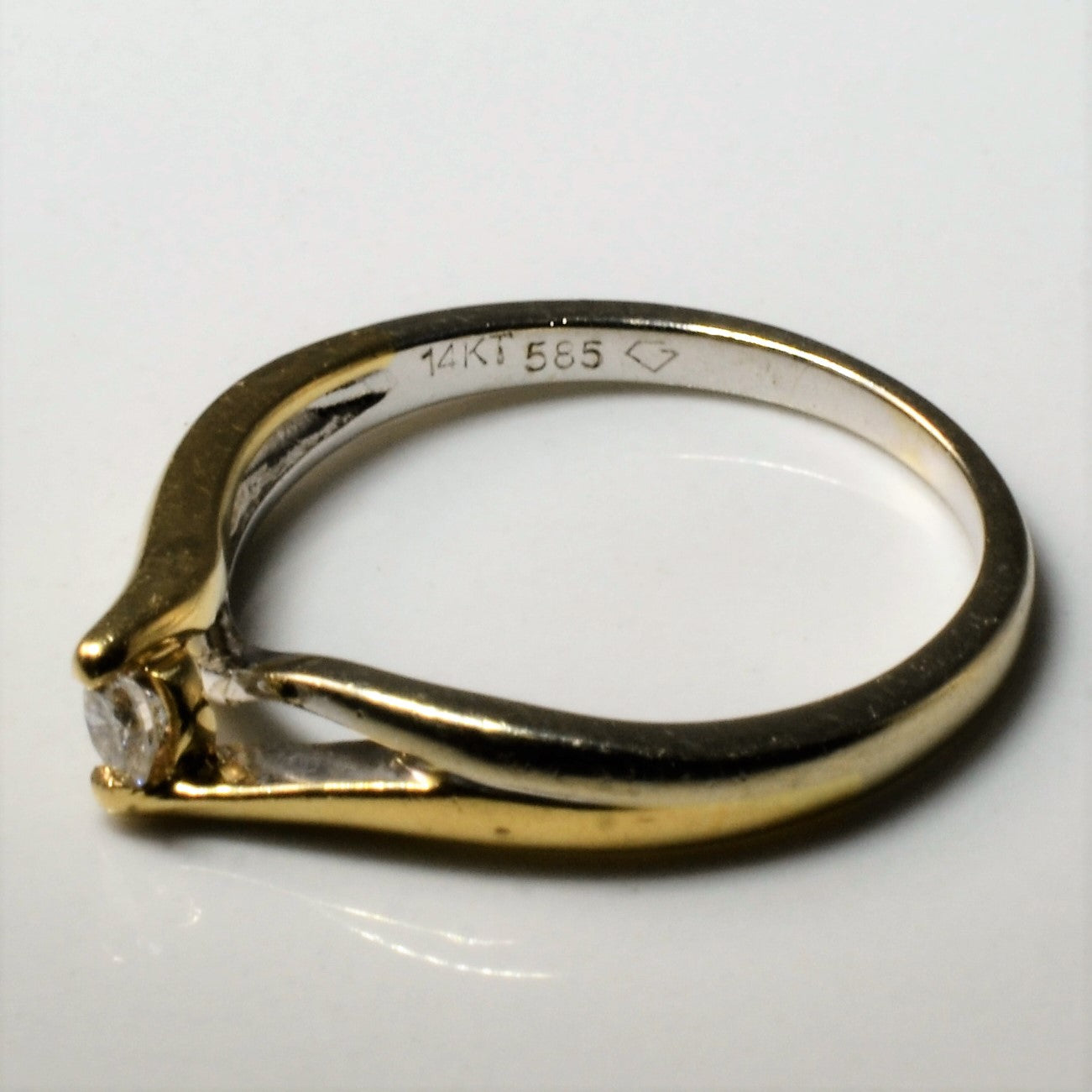 Solitaire Diamond Two Tone Gold Ring | 0.08ct | SZ 6.5 |