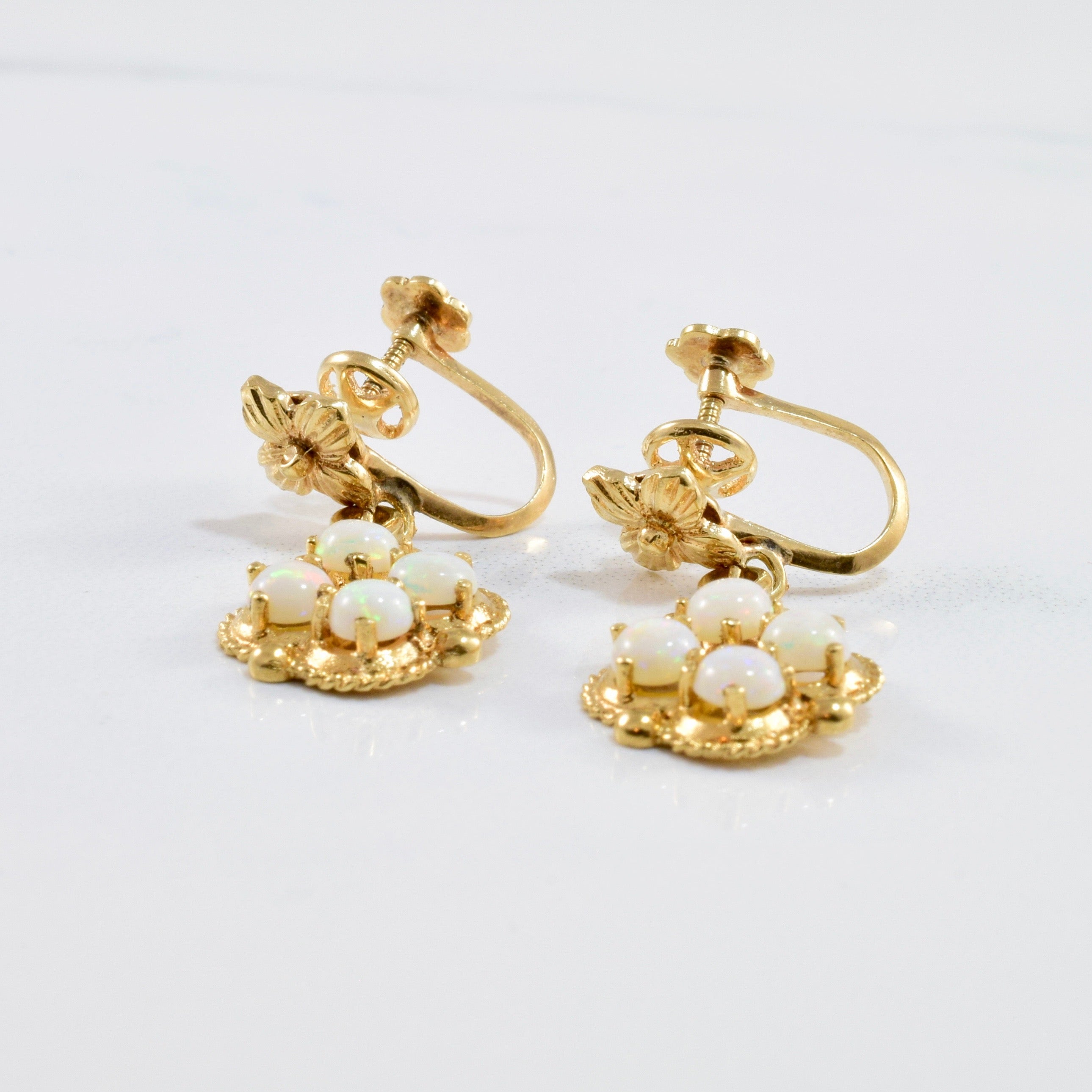 Opal Cluster Drop Clip On Earrings |