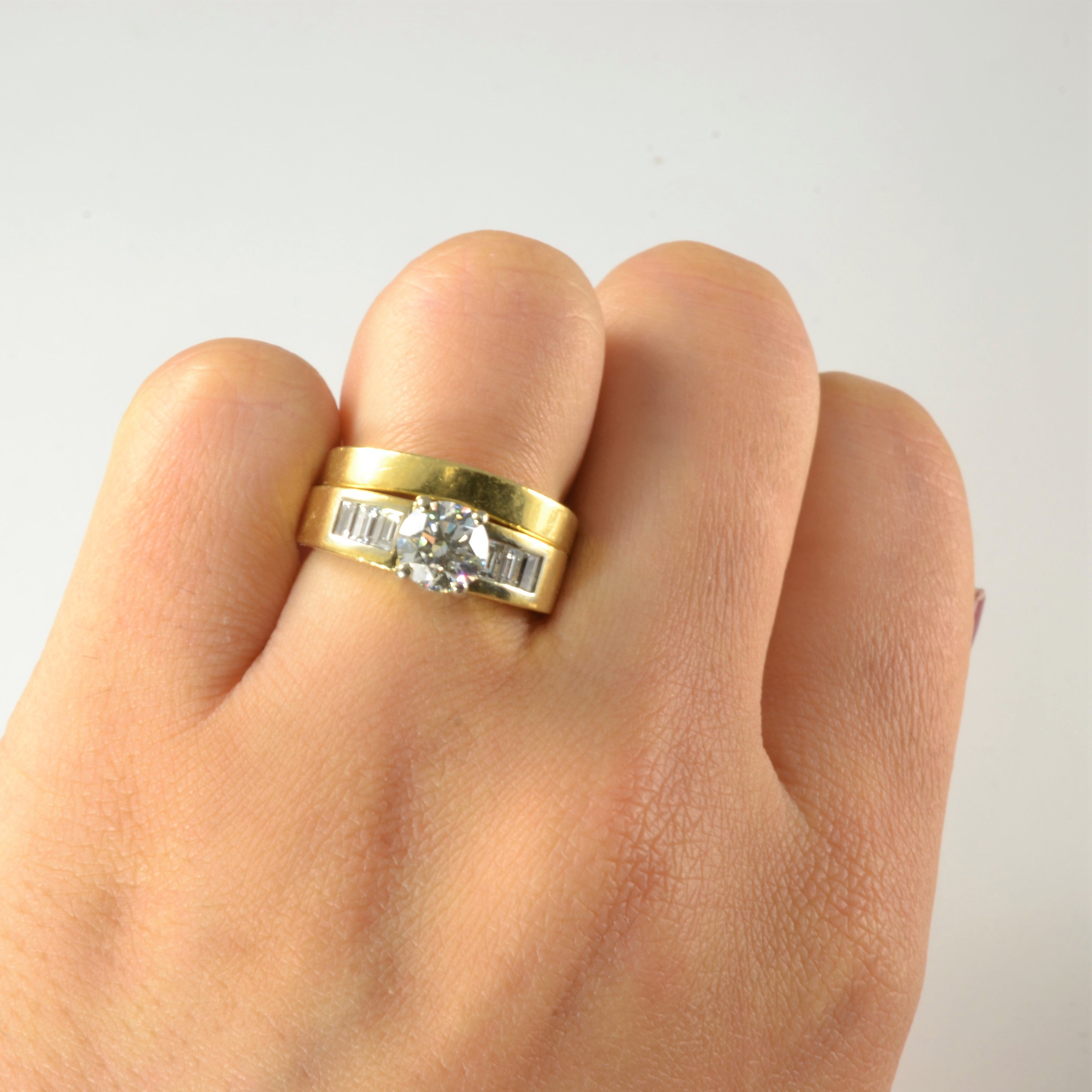 Mixed Cut GIA Diamond Wedding Set | 1.38ctw | SZ 5.25 |