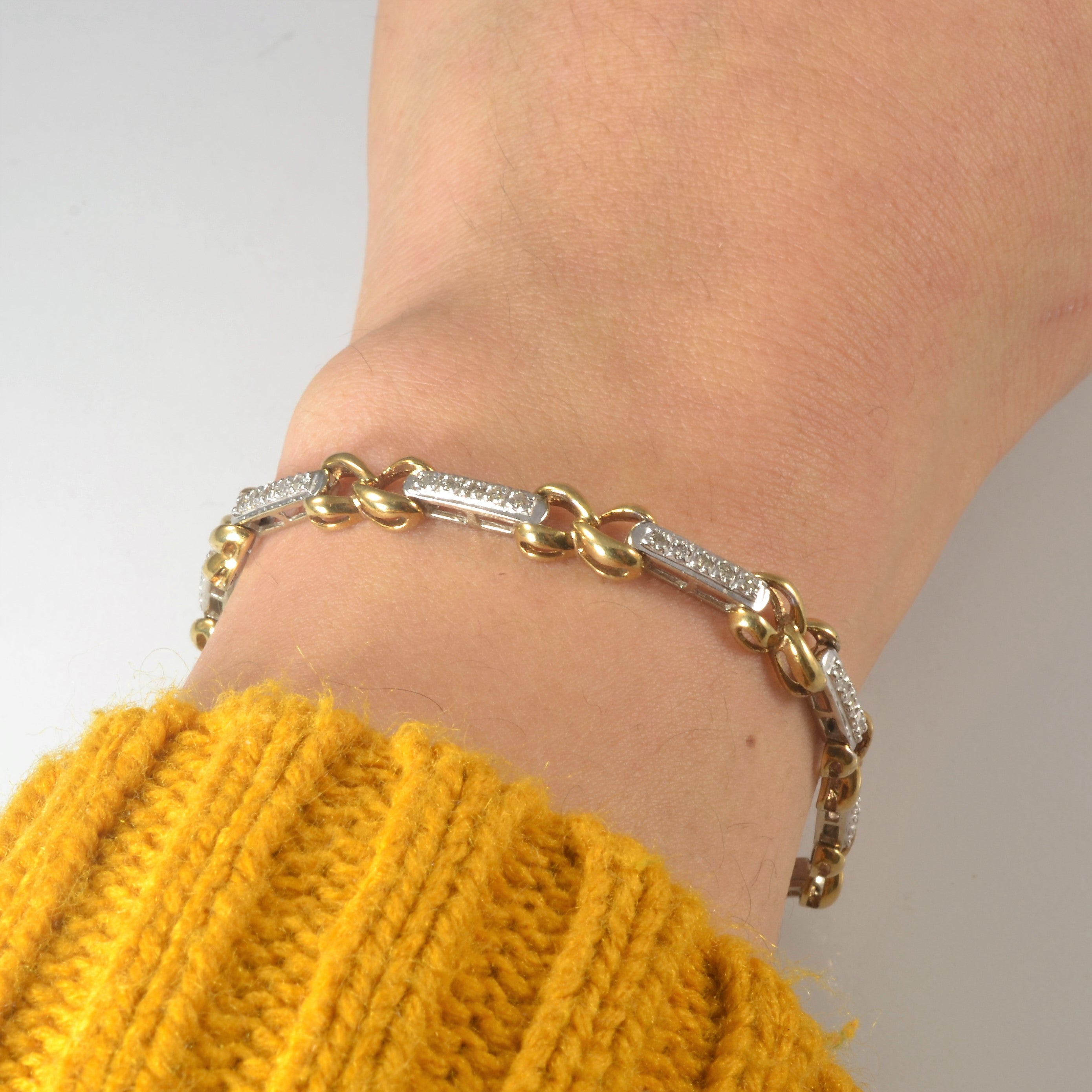 Two Tone Infinity Single Cut Diamond Bracelet | 0.44ctw | 7.5" |