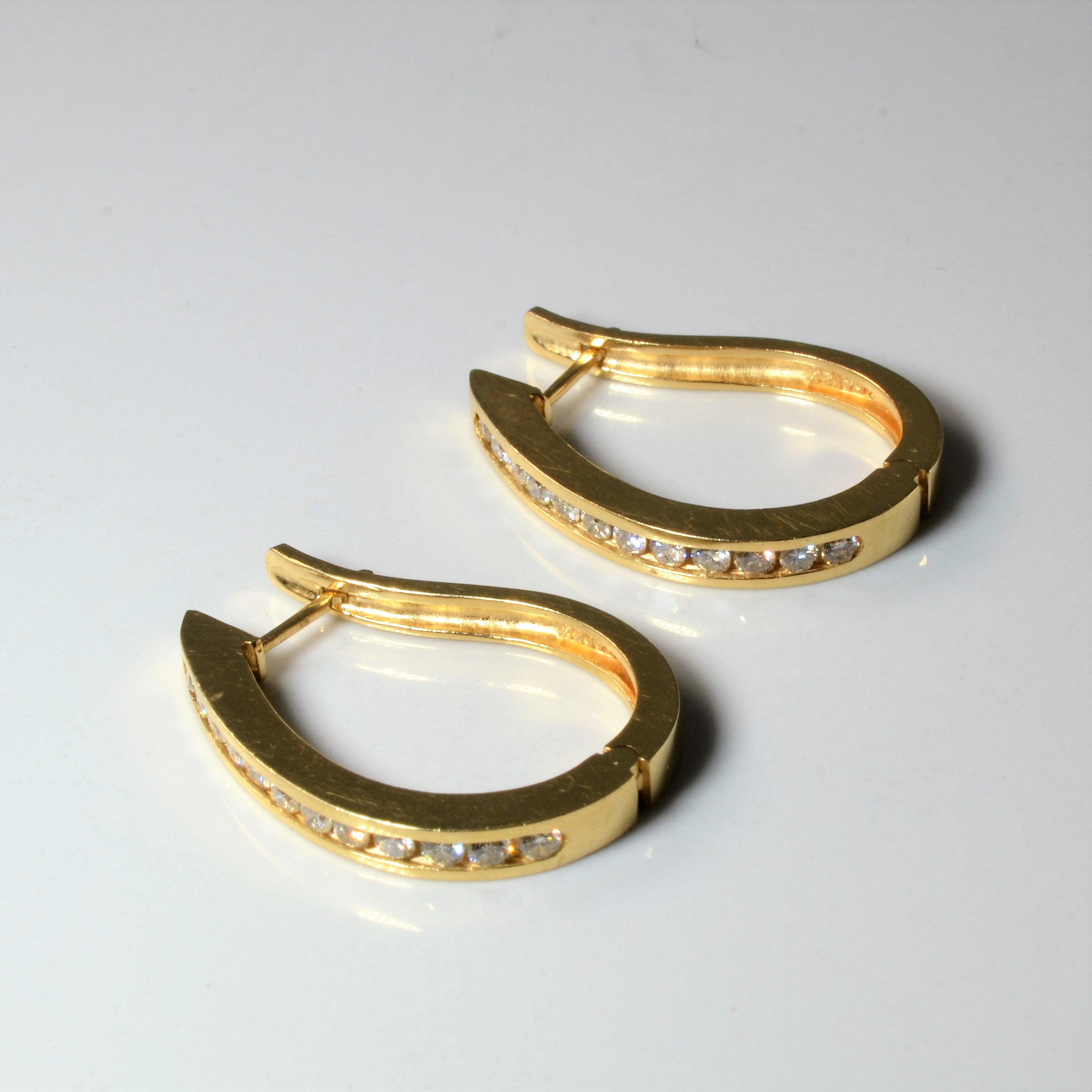 Channel Diamond Hoop Earrings | 0.84ctw |