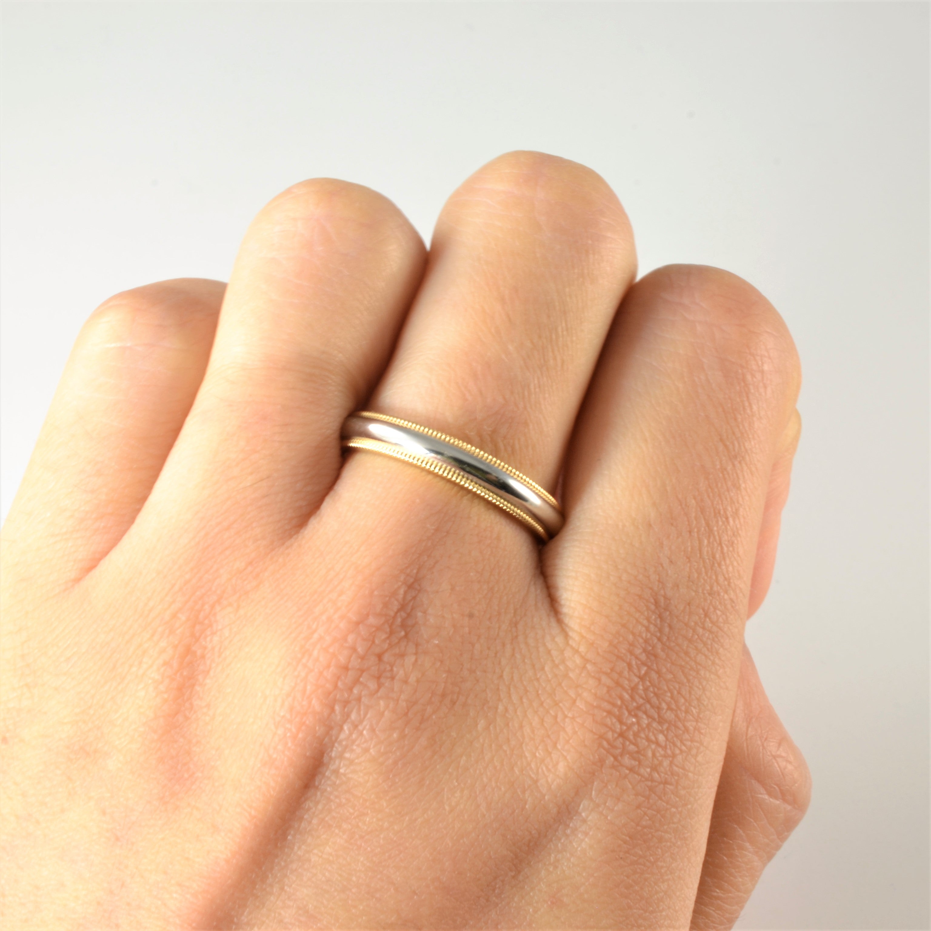 'Tiffany' Platinum and 18k Milgrain Together Band Ring | SZ 9